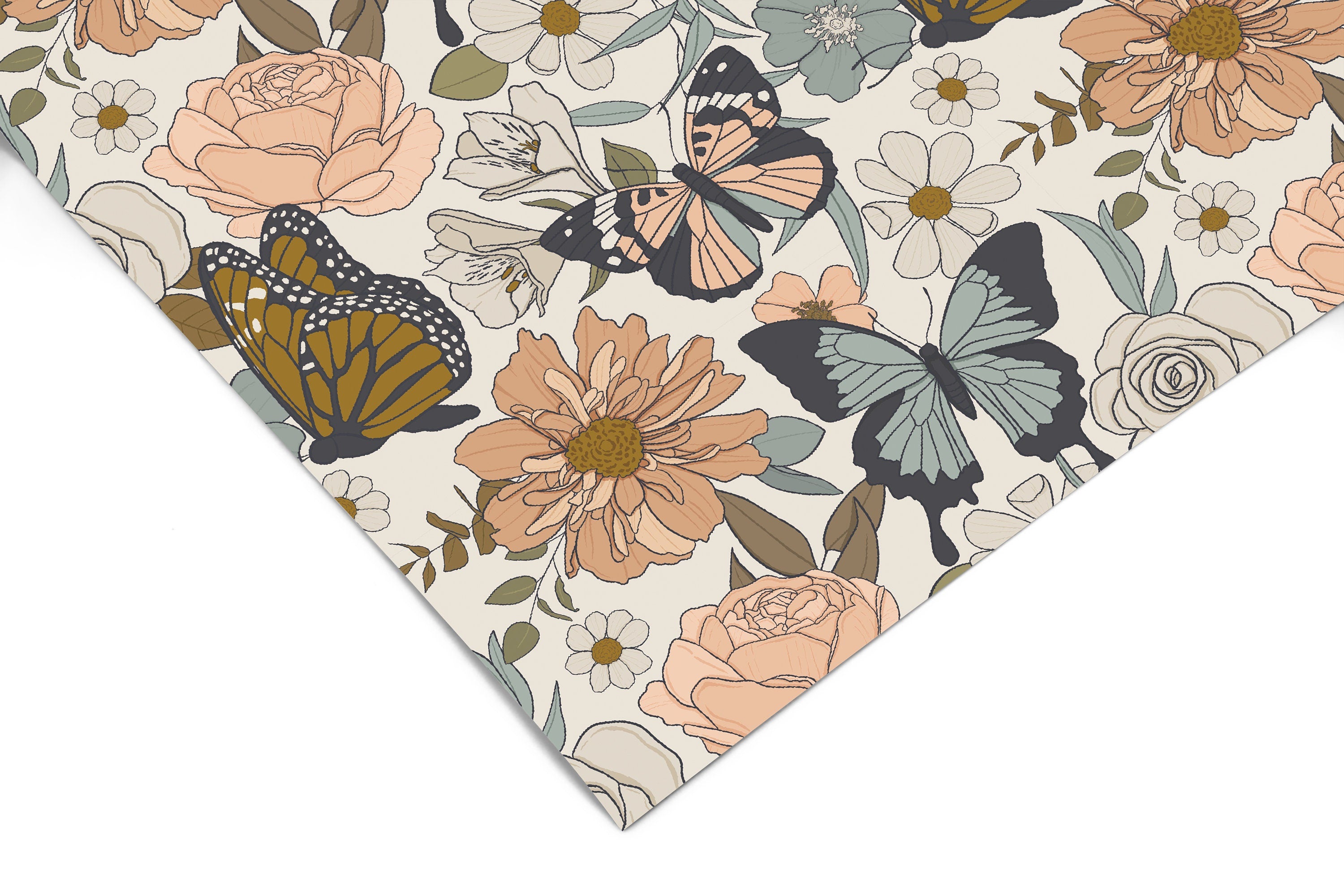 Floral Butterfly Contact Paper | Peel And Stick Wallpaper | Removable Wallpaper | Shelf Liner | Drawer Liner | Peel and Stick Paper 1093