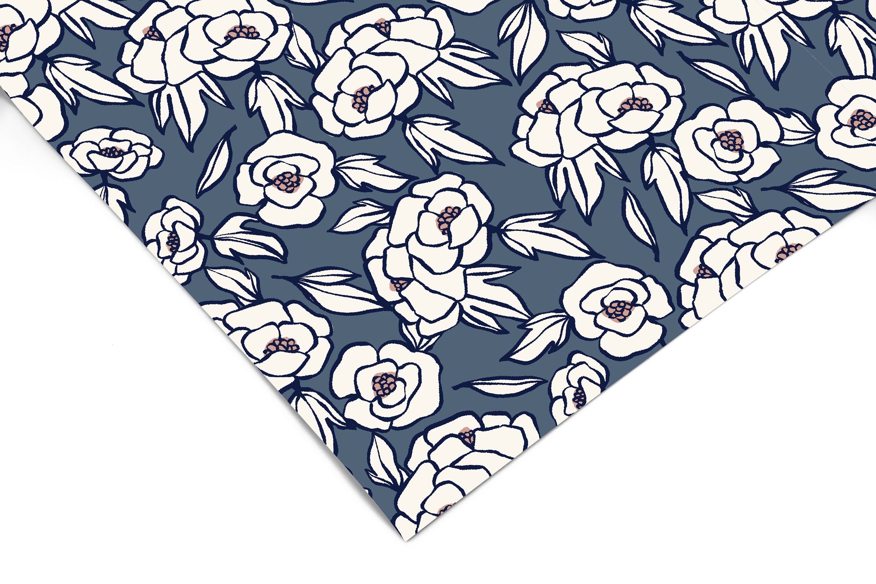 Navy Blue Floral Contact Paper Peel And Stick Wallpaper Removable Wallpaper Shelf Liner