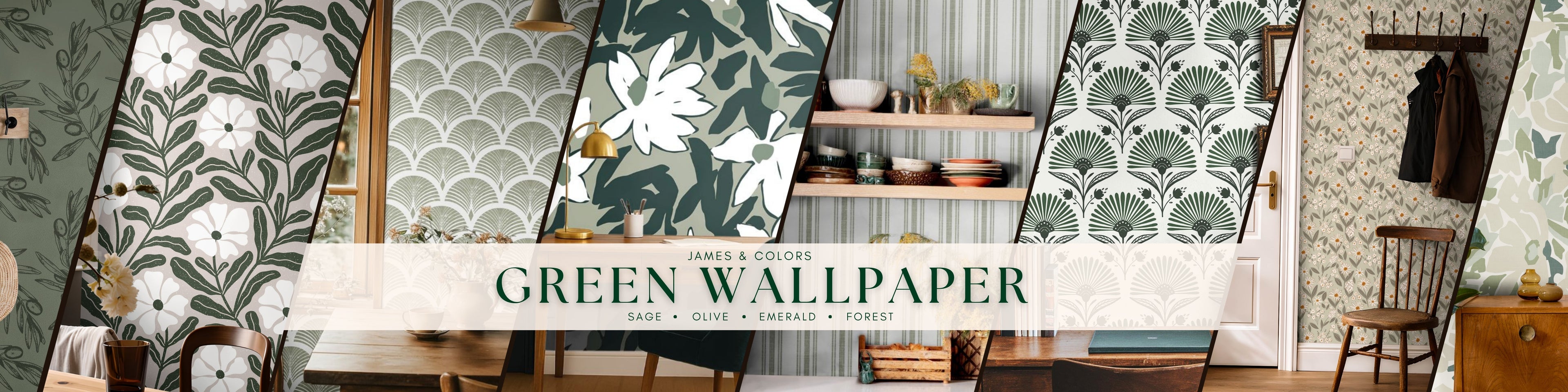 Cover photo for James and Colors Green Wallpaper Collection. 