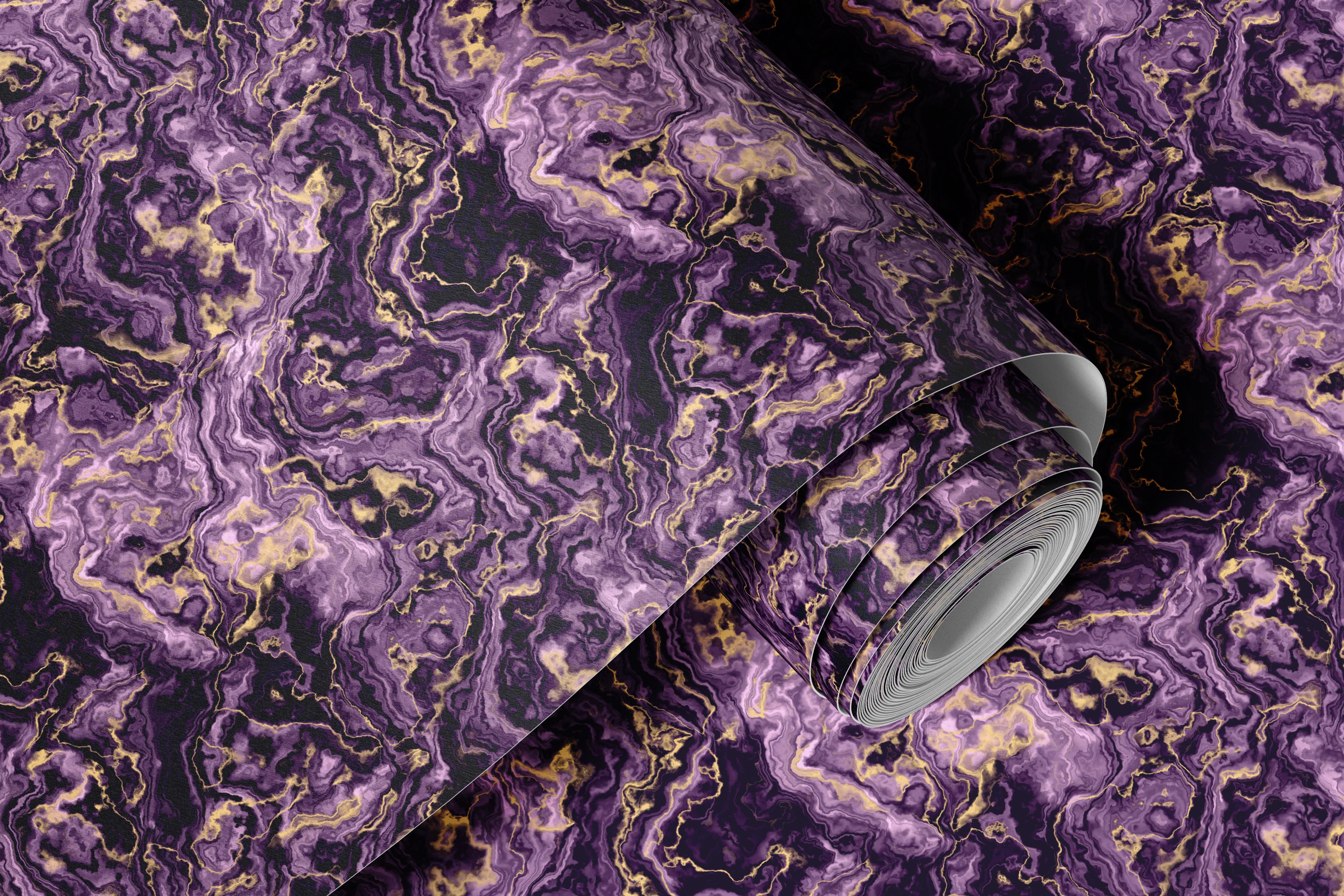 Contact paper 1050: Dark purple marble contact paper featuring deep black, violet, and gold veining for a luxurious, high-contrast stone-inspired aesthetic.