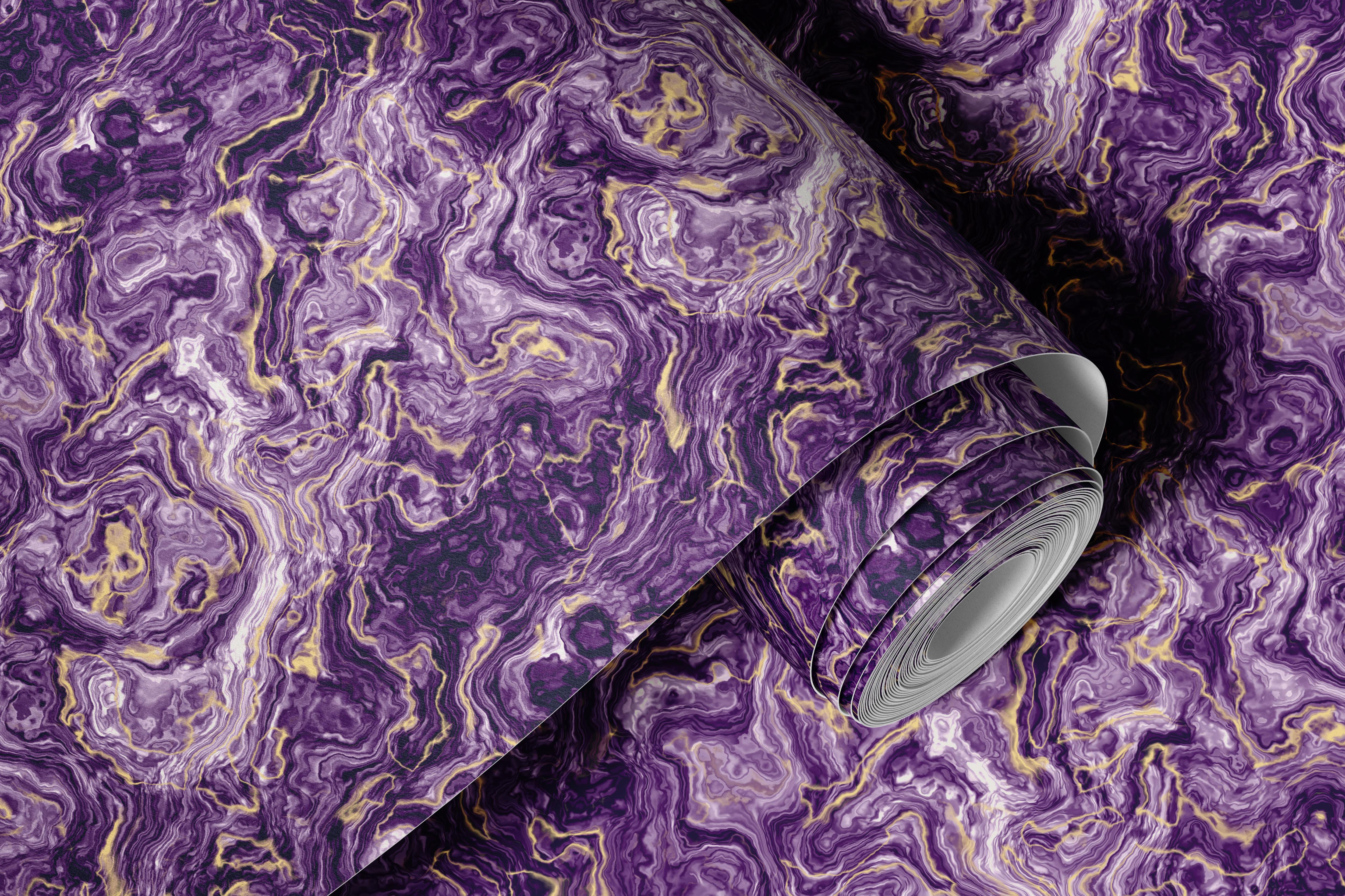 Contact paper 1052: Elegant purple marble contact paper with gold veining, featuring a rich blend of violet, lilac, and gold for a sophisticated, luxurious aesthetic.