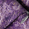 Contact paper 1052: Elegant purple marble contact paper with gold veining, featuring a rich blend of violet, lilac, and gold for a sophisticated, luxurious aesthetic.