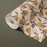 Contact paper 1081: Vintage-inspired pear contact paper featuring hand-drawn golden pears, leafy branches, and whimsical details on a soft beige background for a warm, rustic aesthetic.