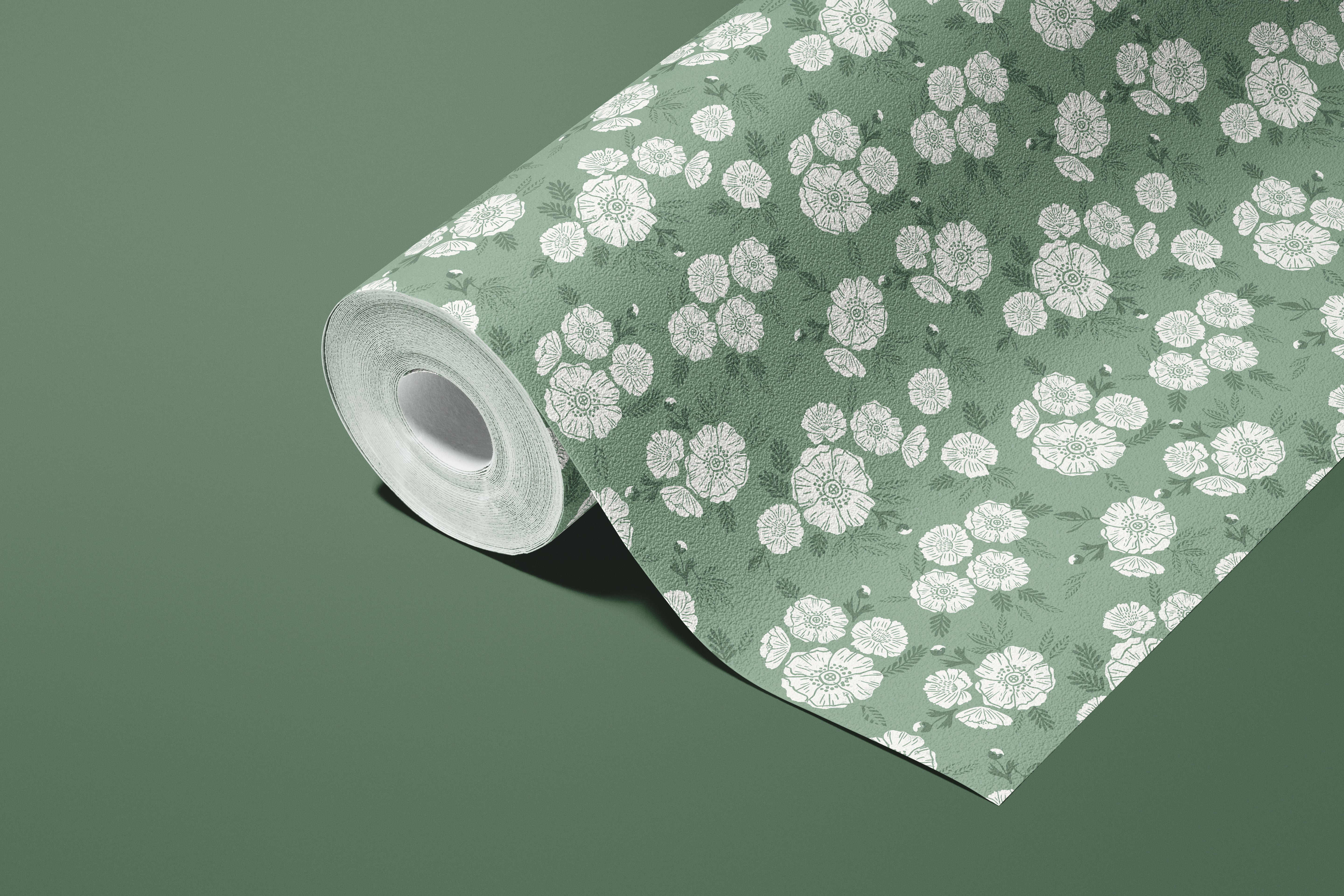 Verdant Veil | White Floral Removable Contact Paper for Shelves, Cabinets, Walls, DIY Home Decor 1085