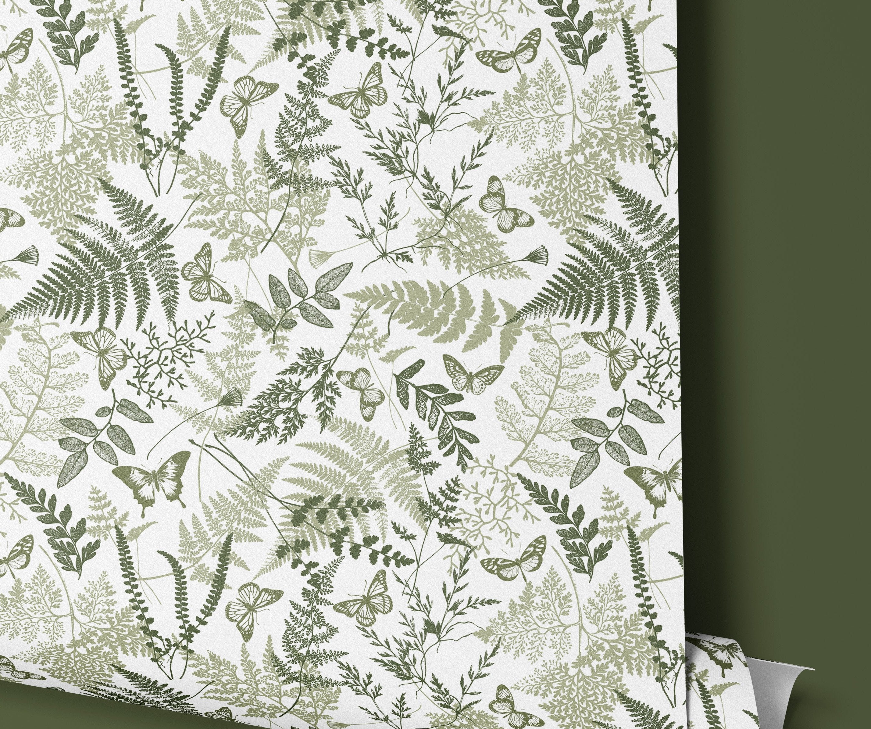 1 Sheet of 18in x 24in (2ft) Fluttering Ferns Green Botanical DISCOUNTED Contact Paper 1089 - James And Colors