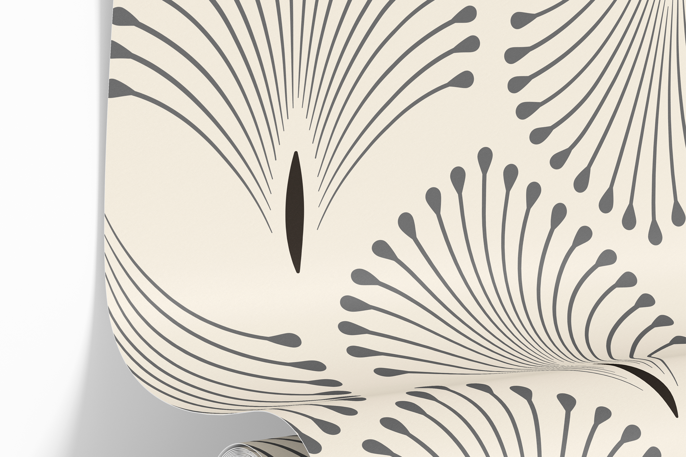 1 Panel of 24in (2ft) x 96in (8ft) Palm Trail Neutral Deco DISCOUNTED Peel and Stick Wallpaper 1096A - James And Colors