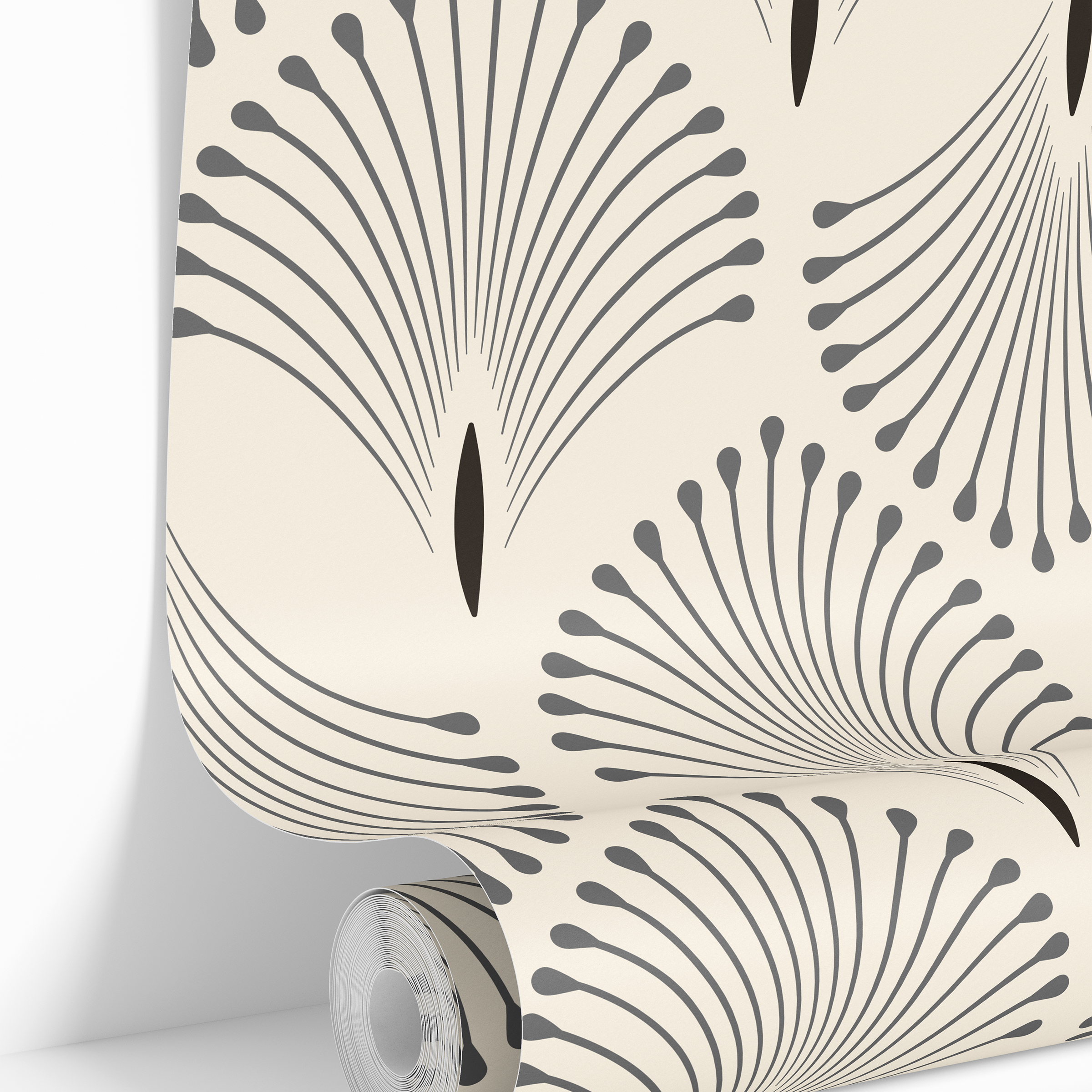 1 Panel of 24in (2ft) x 96in (8ft) Palm Trail Neutral Deco DISCOUNTED Peel and Stick Wallpaper 1096A - James And Colors