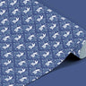 Contact Paper 1100: Elegant blue rabbit contact paper featuring hand-drawn white bunnies, floral accents, and a vintage folk-inspired motif on a deep navy background.