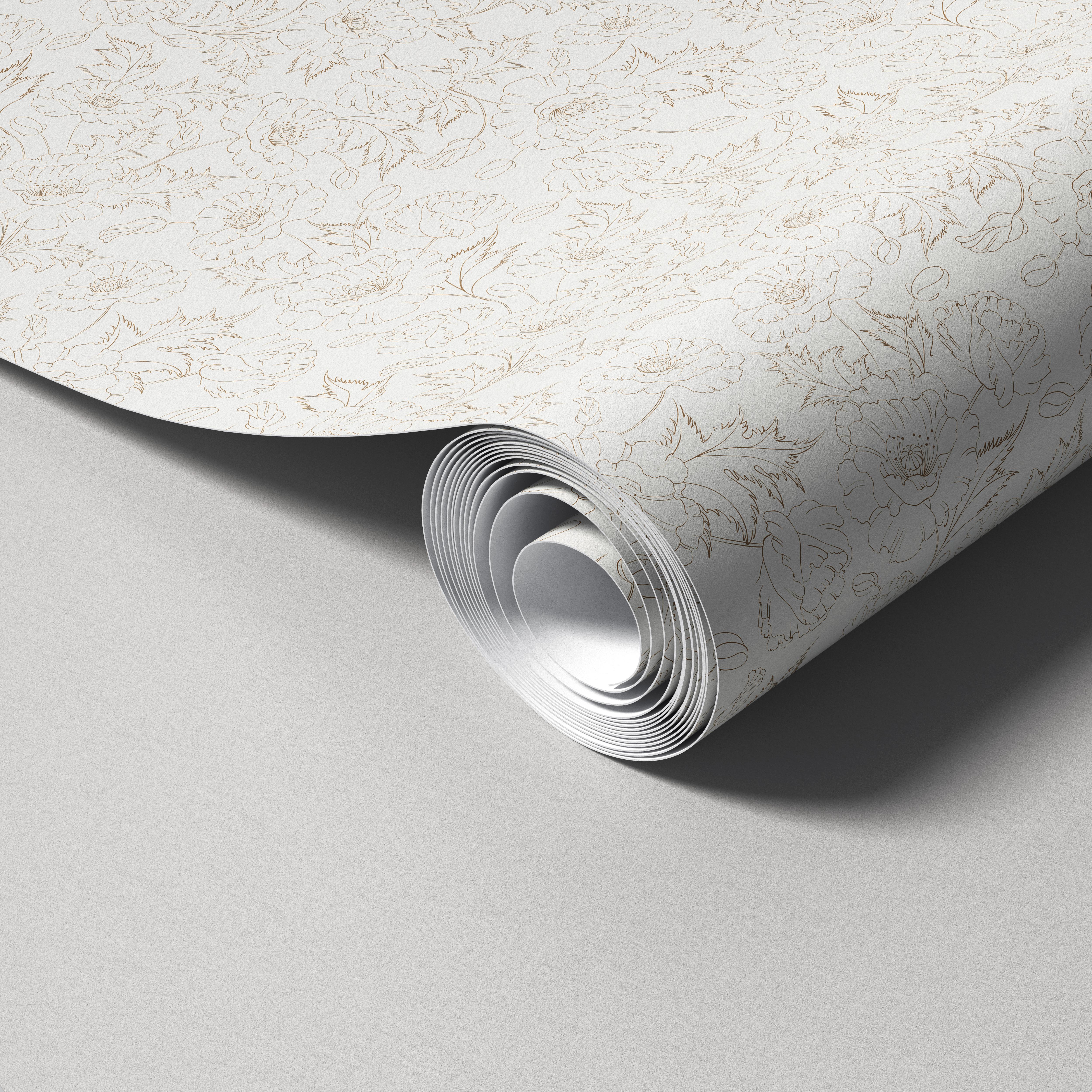 Fleeting Flowers | Neutral Floral Removable Contact Paper for Shelves, Cabinets, Walls, DIY Home Decor 1129