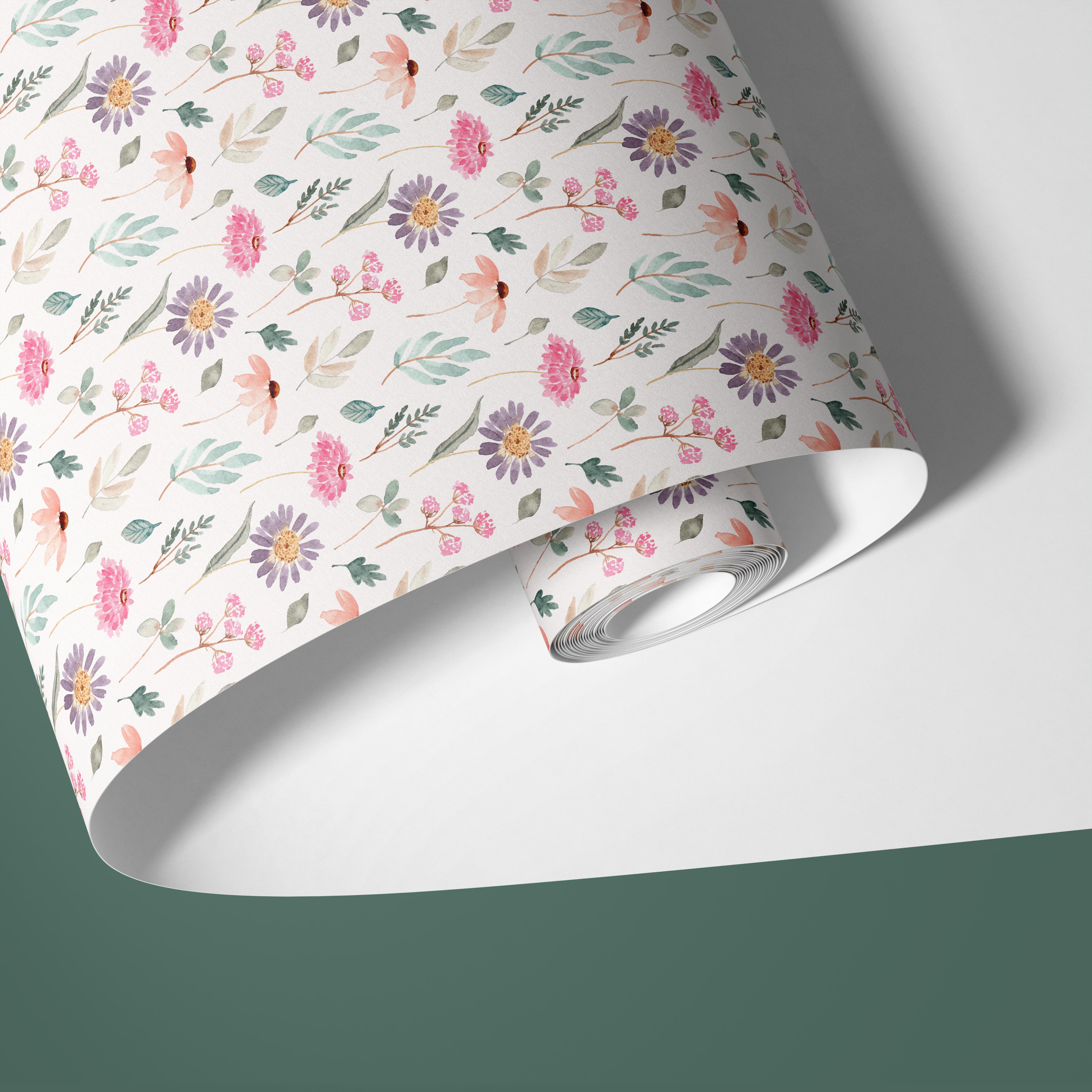 Watercolor Wonderland | Pastel Floral Removable Contact Paper for Shelves, Cabinets, Walls, DIY Home Decor 1180