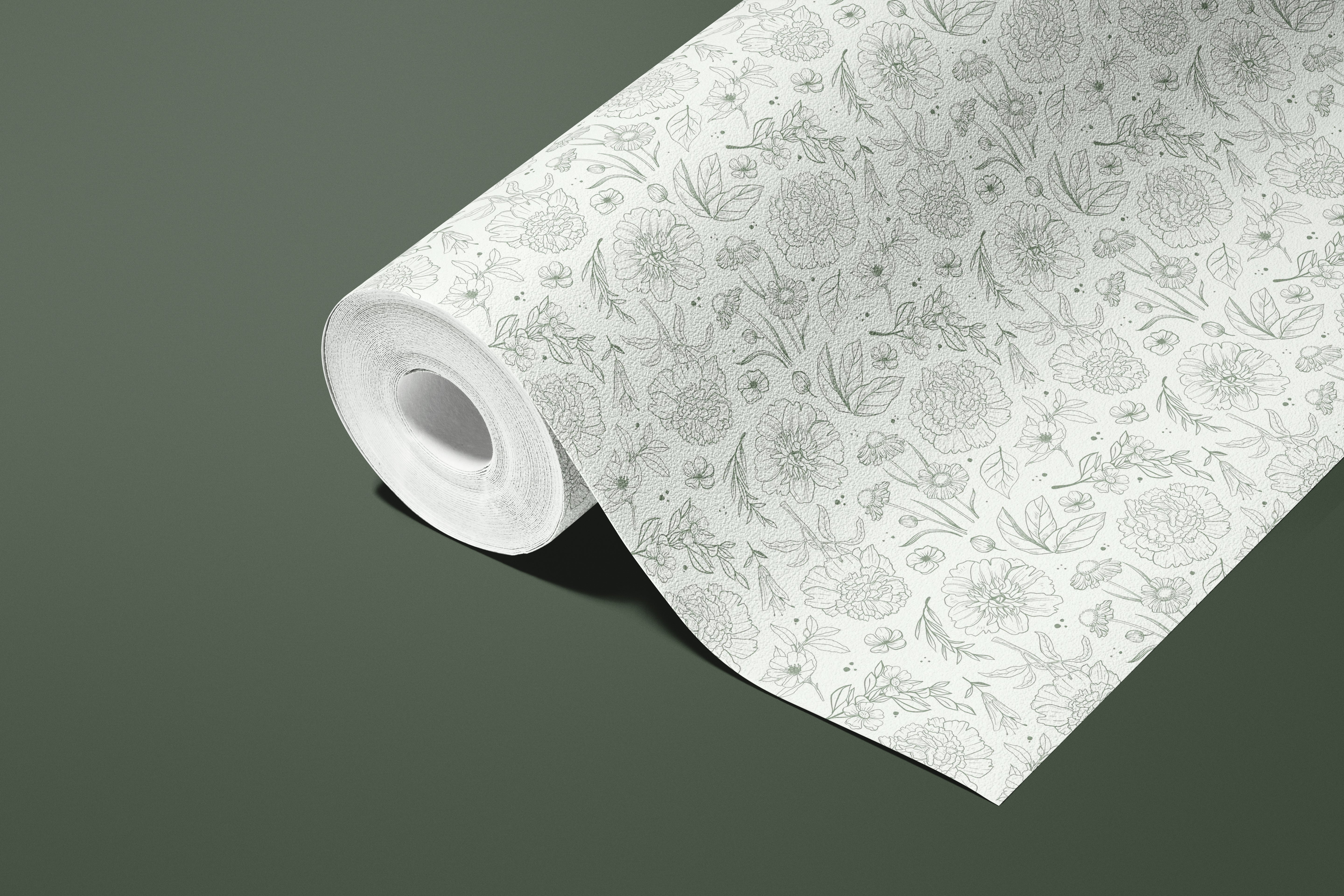 Sage Stems | Two-Toned Floral Removable Contact Paper for Shelves, Cabinets, Walls, DIY Home Decor 1223