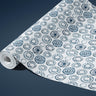 Contact Paper 1228: A modern contact paper featuring hand-painted circular watercolor dot clusters in soft navy and blue hues on a light background, perfect for contemporary and coastal-inspired decor.