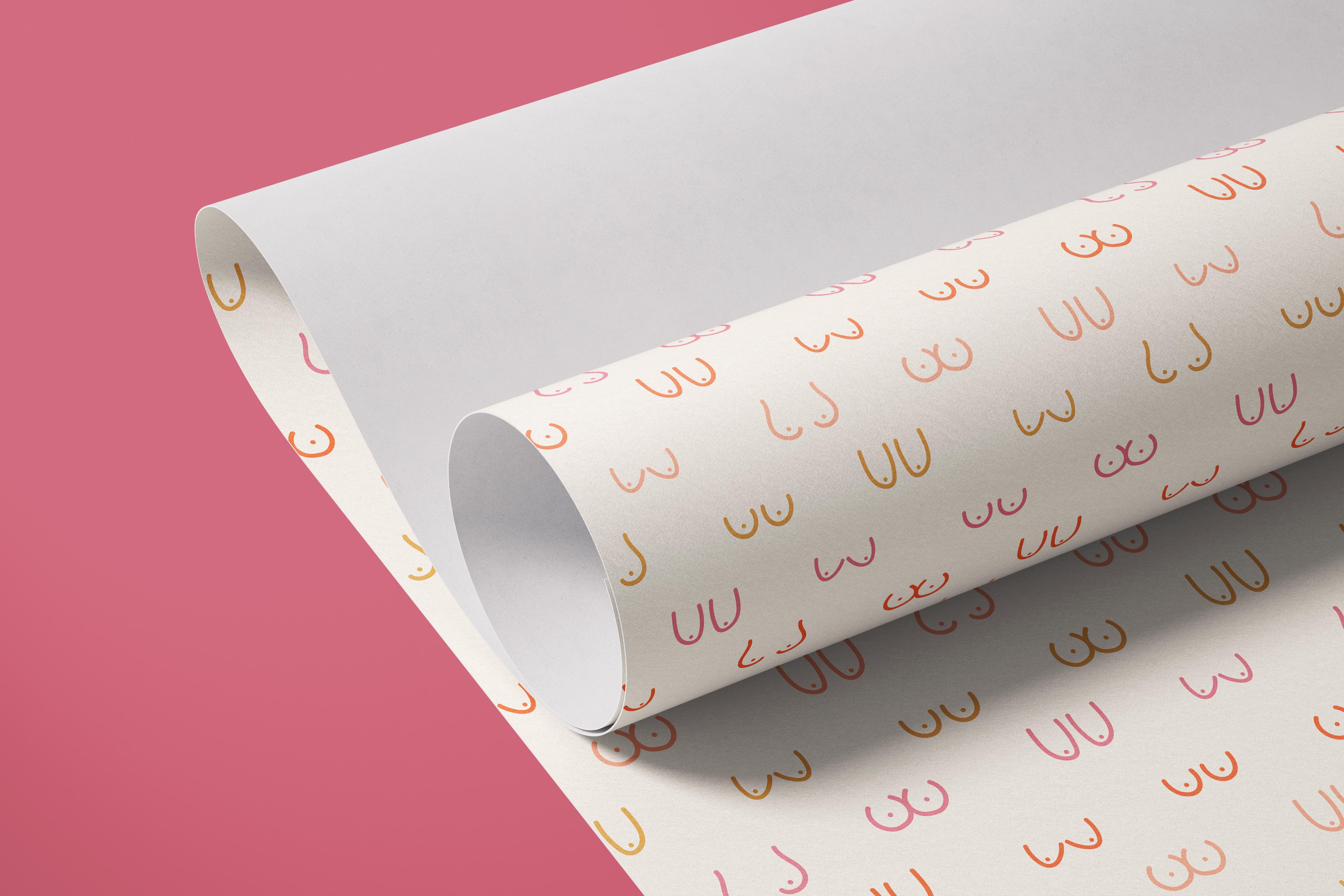 Contact paper 1254: A modern contact paper featuring abstract, hand-drawn feminine body silhouettes in soft pink, orange, and neutral tones, creating a playful and empowering design.