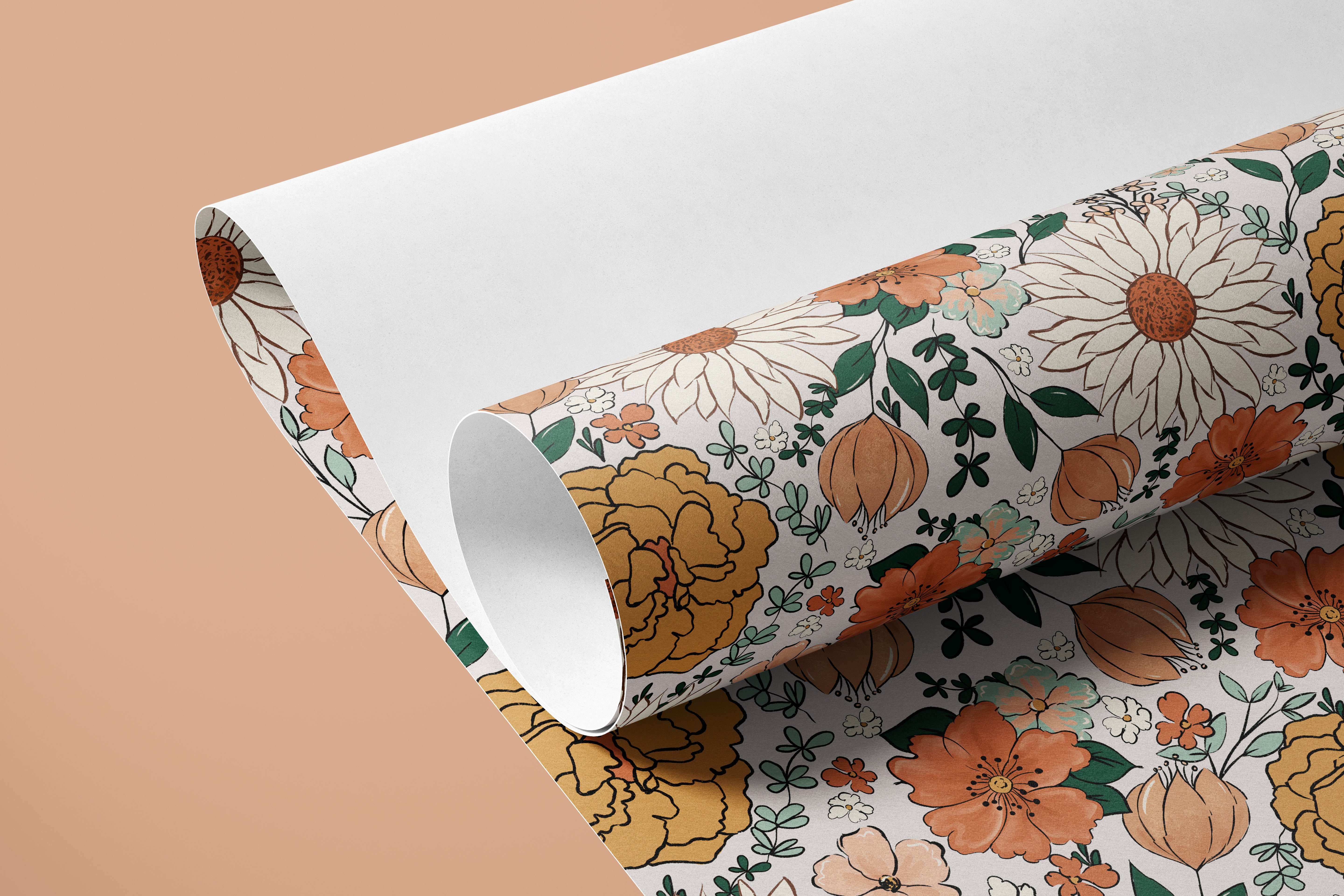 1 Sheet of 24in x 96in (8ft) Sunset Blooms Colorful Vintage  DISCOUNTED Contact Paper 1266 - James And Colors