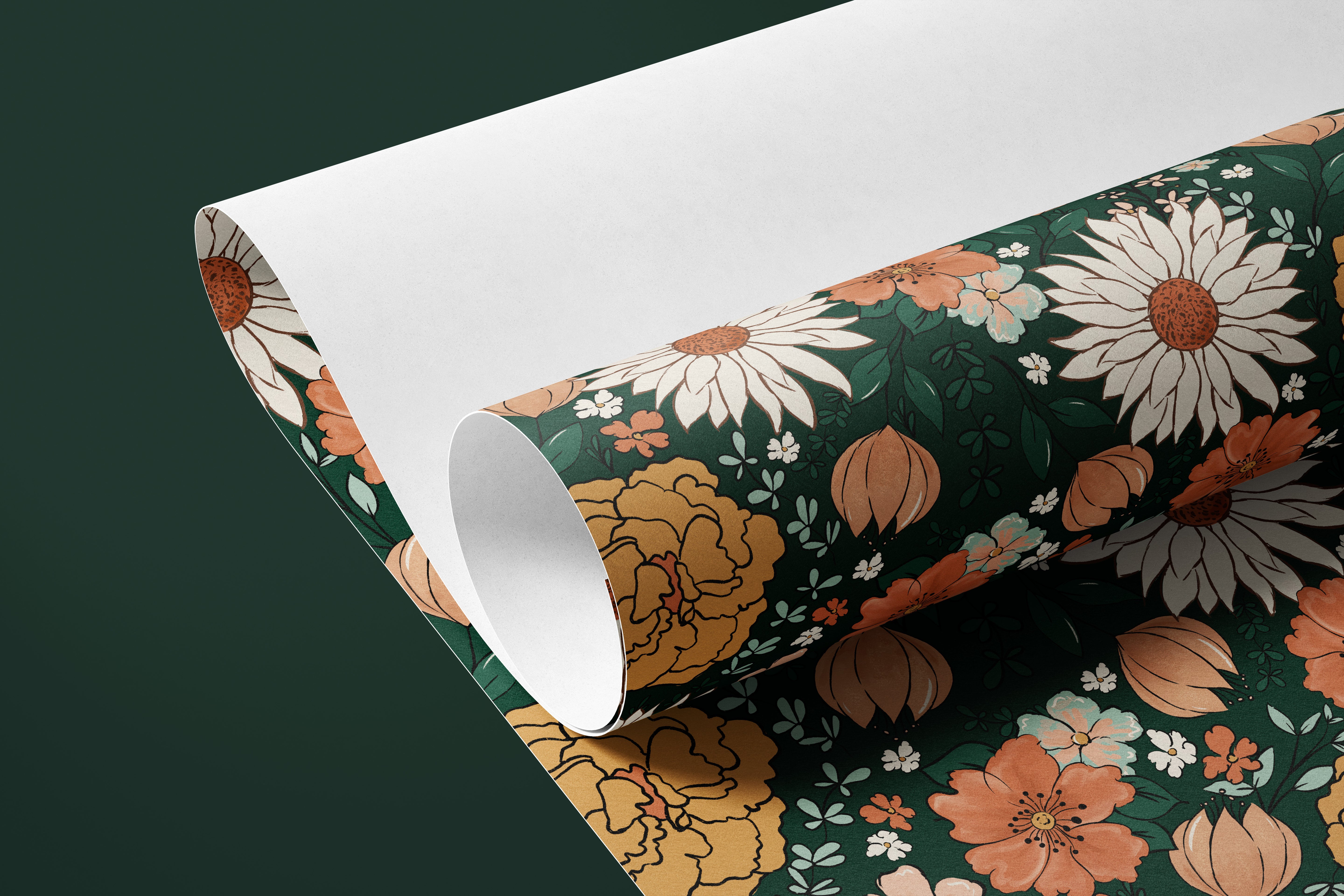1 Sheet of 24in x 96in (8ft) Emerald Garden Moody Floral DISCOUNTED Contact Paper 1268