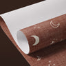 Contact paper 1270: Rustic celestial contact paper featuring a warm brown linen-textured background with hand-drawn moons, stars, and constellation accents, perfect for a cozy boho aesthetic.