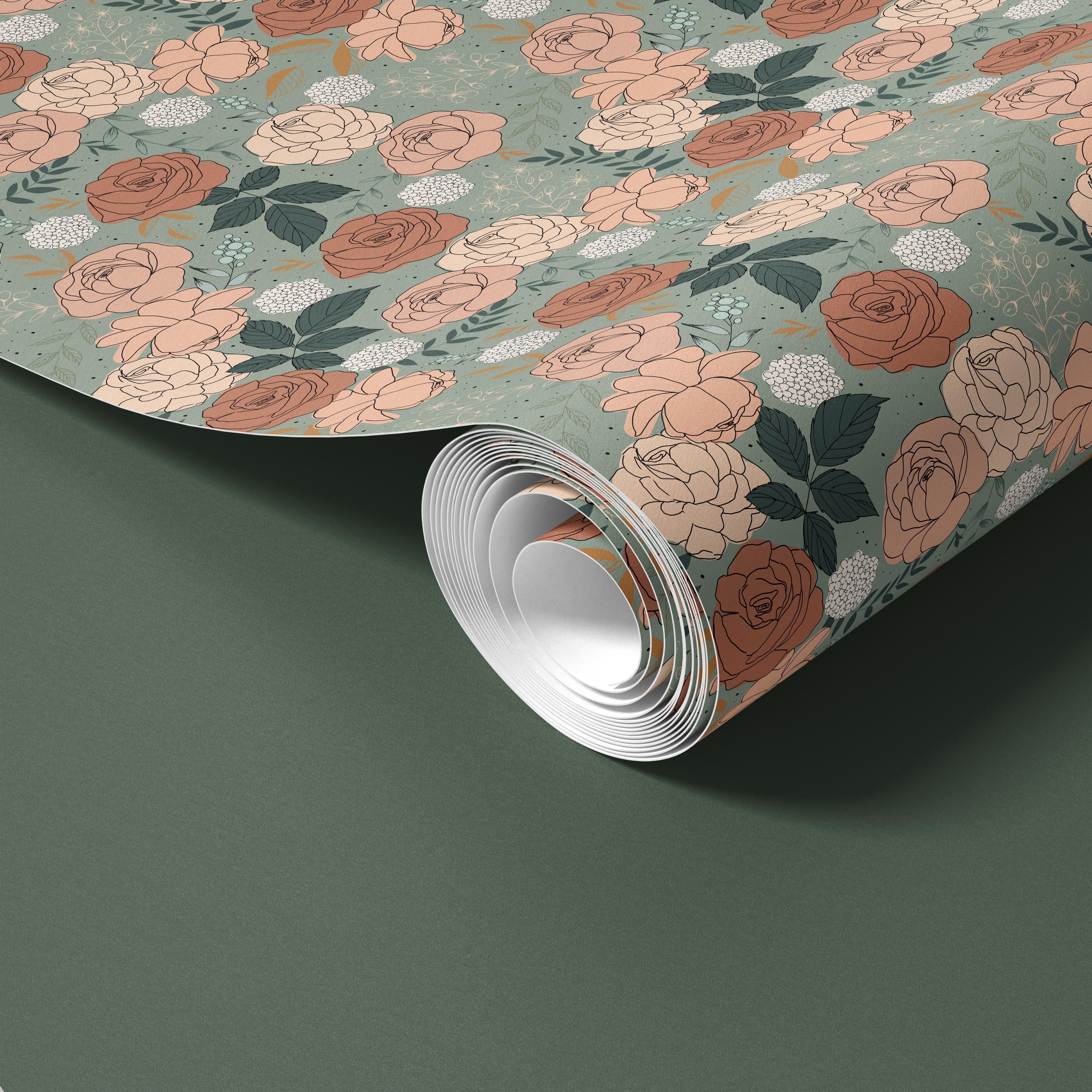 Sage & Scarlet | Muted Floral Removable Contact Paper for Shelves, Cabinets, Walls, DIY Home Decor 1280