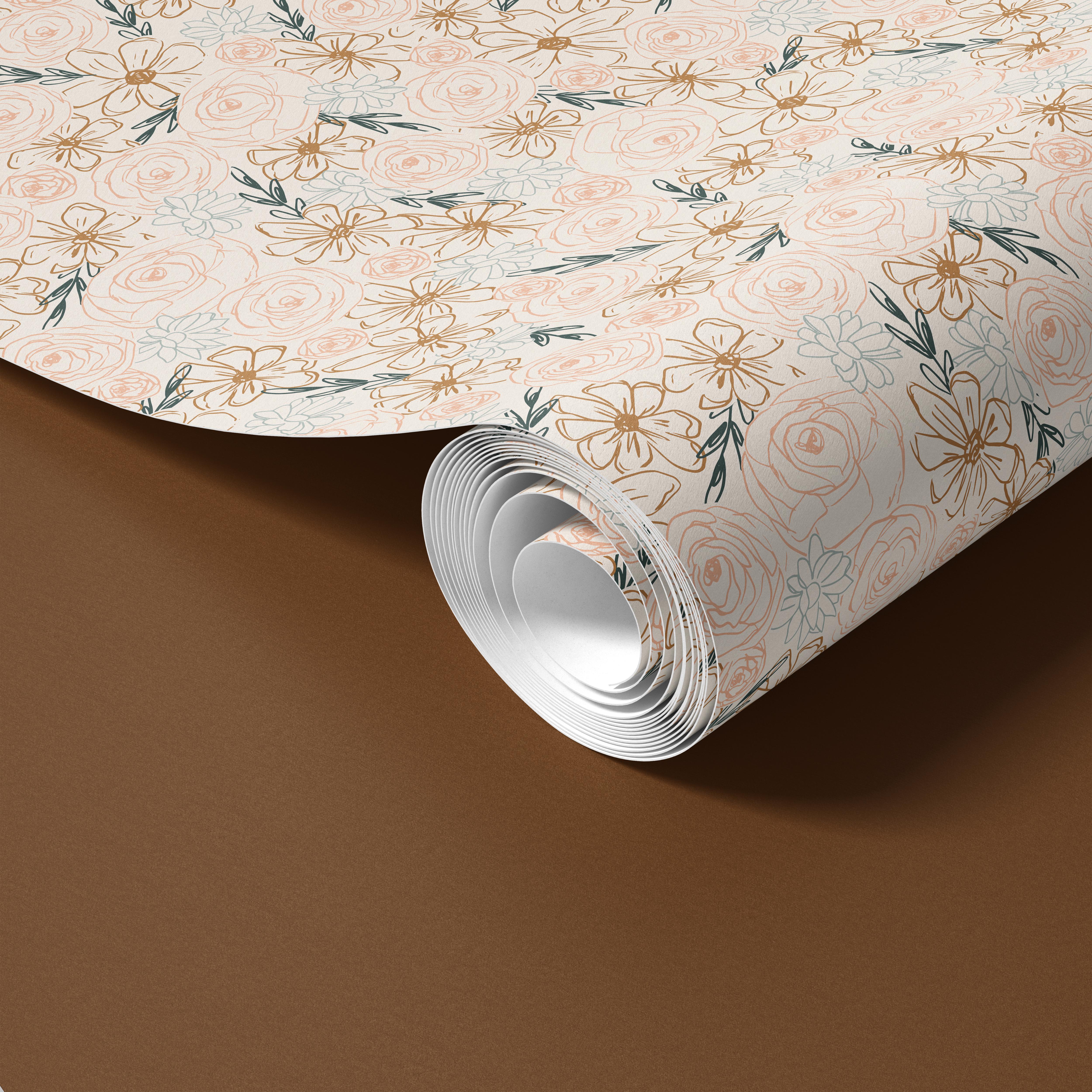 Dainty Doodle | Muted Floral Removable Contact Paper for Shelves, Cabinets, Walls, DIY Home Decor 1281
