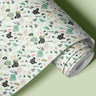 Contact Paper 1292: A contemporary terrazzo contact paper featuring a mix of green, pink, black, and neutral speckled stone fragments on a soft pastel background, perfect for modern and minimalist decor.