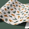 Contact Paper 1408: A playful contact paper featuring hand-drawn orange cats lounging among green botanical leaves on a cream background, creating a cozy and whimsical nature-inspired aesthetic.