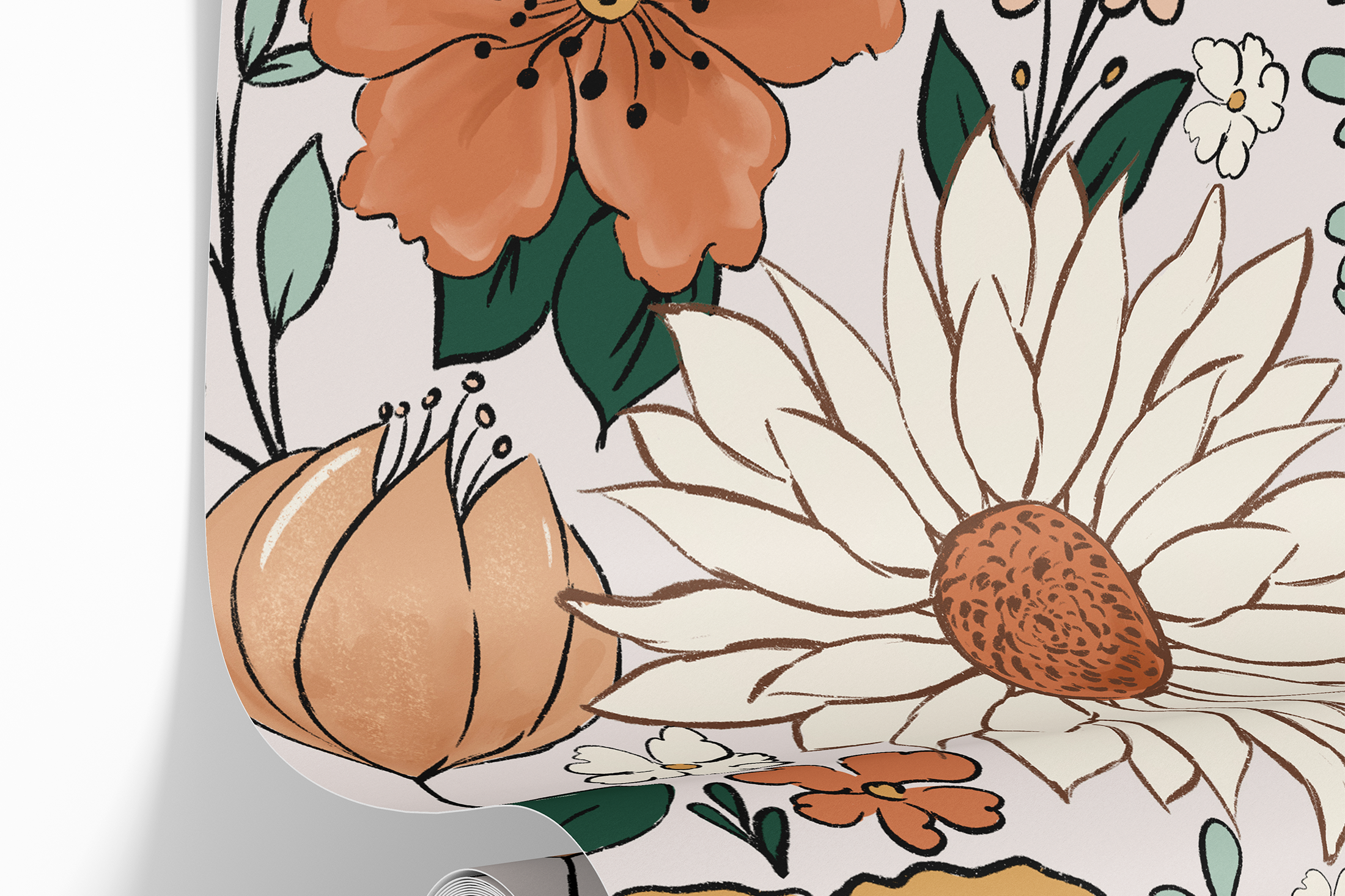 1 Panel of 24in (2ft) x 96 in (8ft) Sunset Blooms Muted Floral DISCOUNTED Peel and Stick Wallpaper 142