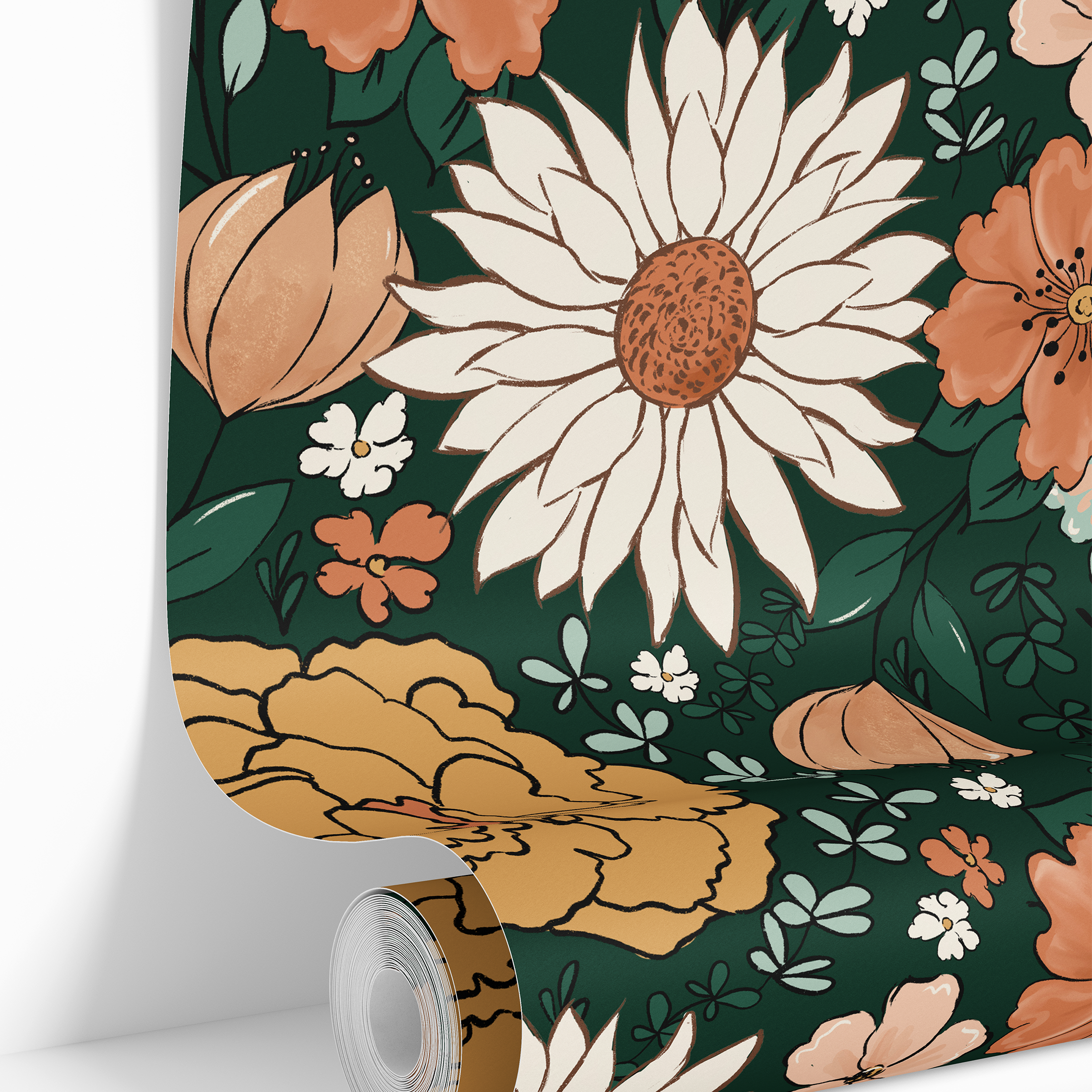 Emerald Garden | Moody Floral Removable Wallpaper for Office, Bedroom, Doors, Walls, DIY Home Decor 145 - James And Colors