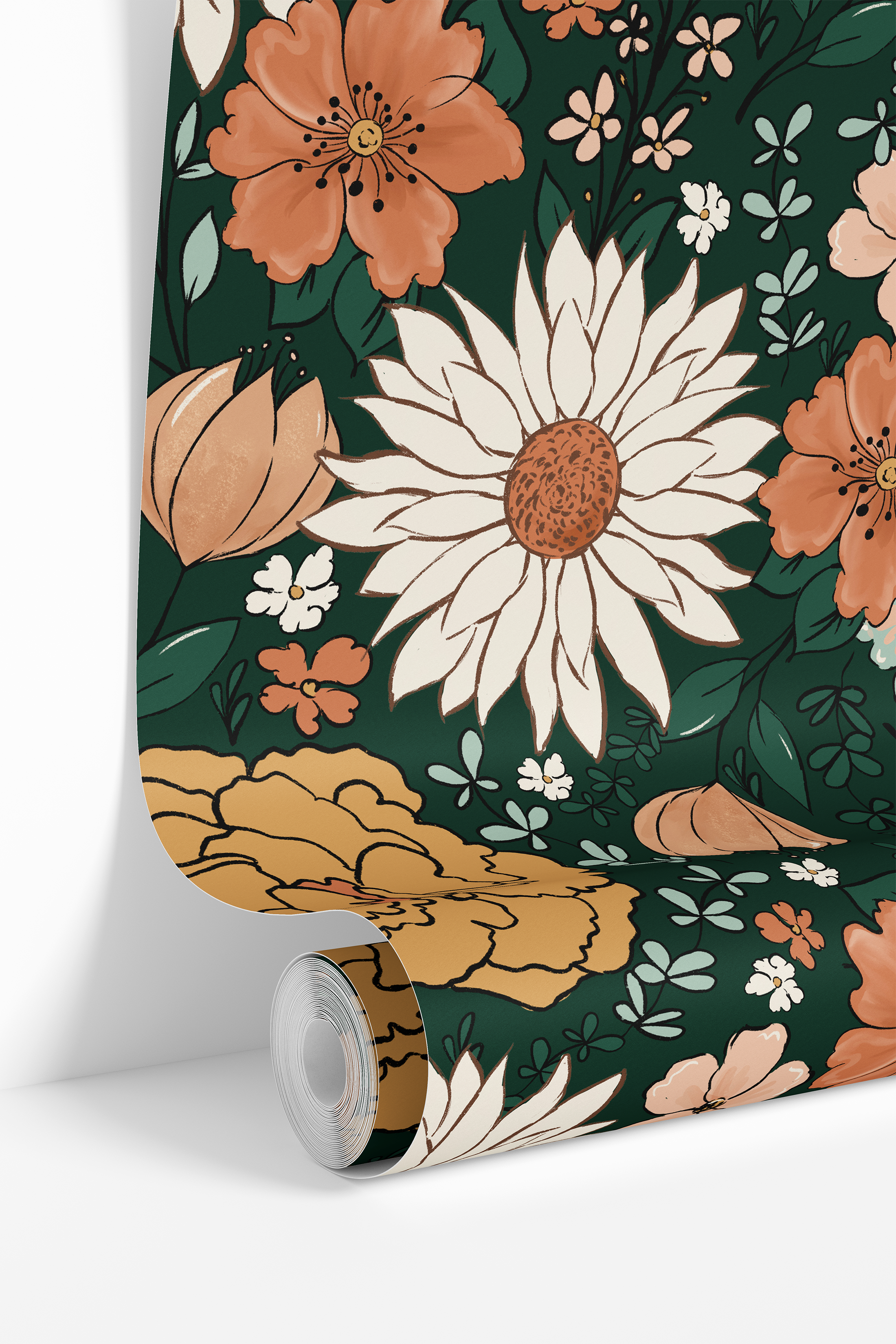 Emerald Garden | Moody Floral Removable Wallpaper for Office, Bedroom, Doors, Walls, DIY Home Decor 145 - James And Colors