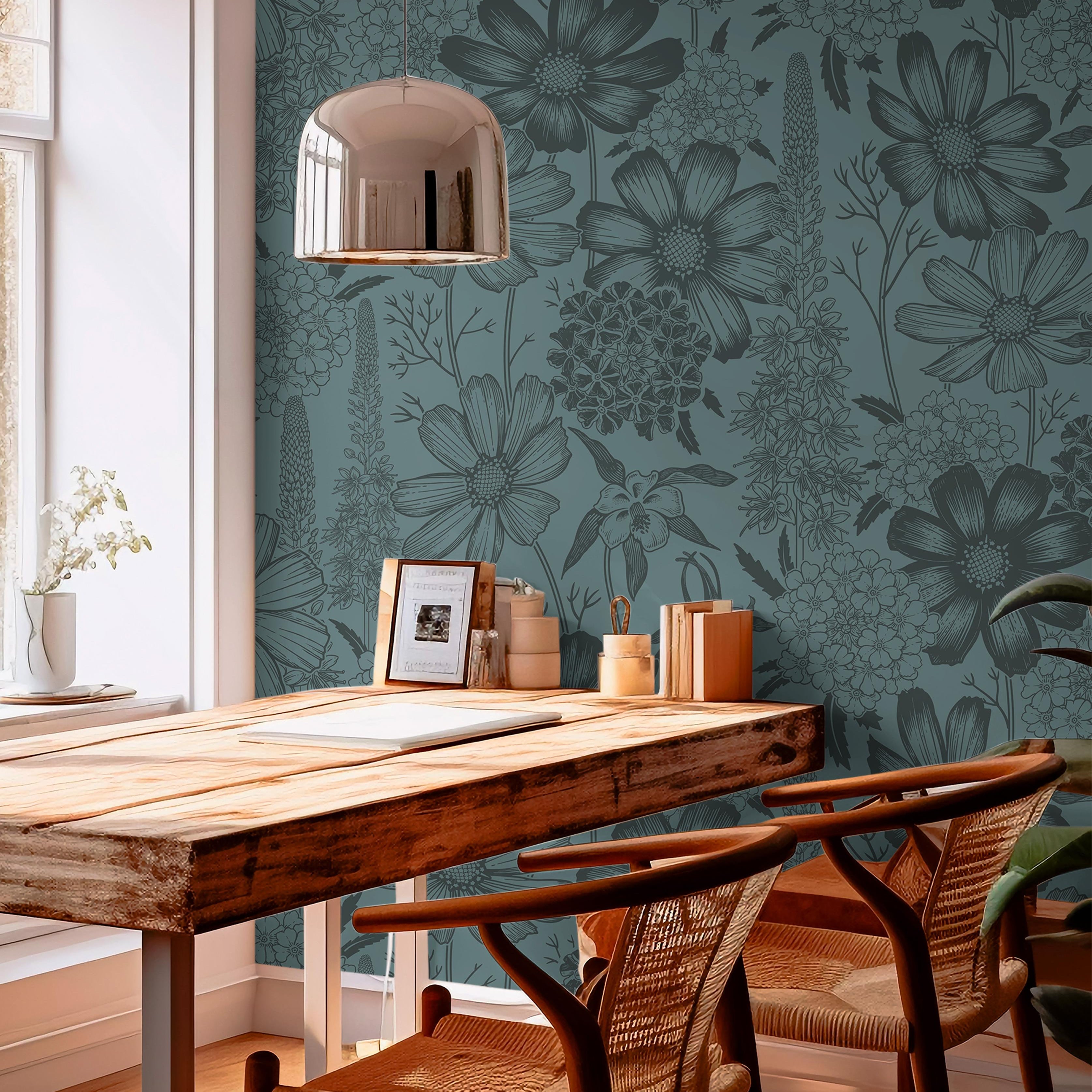 Earthy Elegance | Two-Toned Floral Removable Wallpaper for Entryway, Bedroom, Doors, Walls, DIY Home Decor 1482 - James And Colors