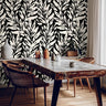 Black and Ivory Modern Abstract Leaves Wallpaper | Wallpaper Peel and Stick | Removable Wallpaper | Peel and Stick Wallpaper | Wall Paper Peel And Stick | 1515 - James And Colors