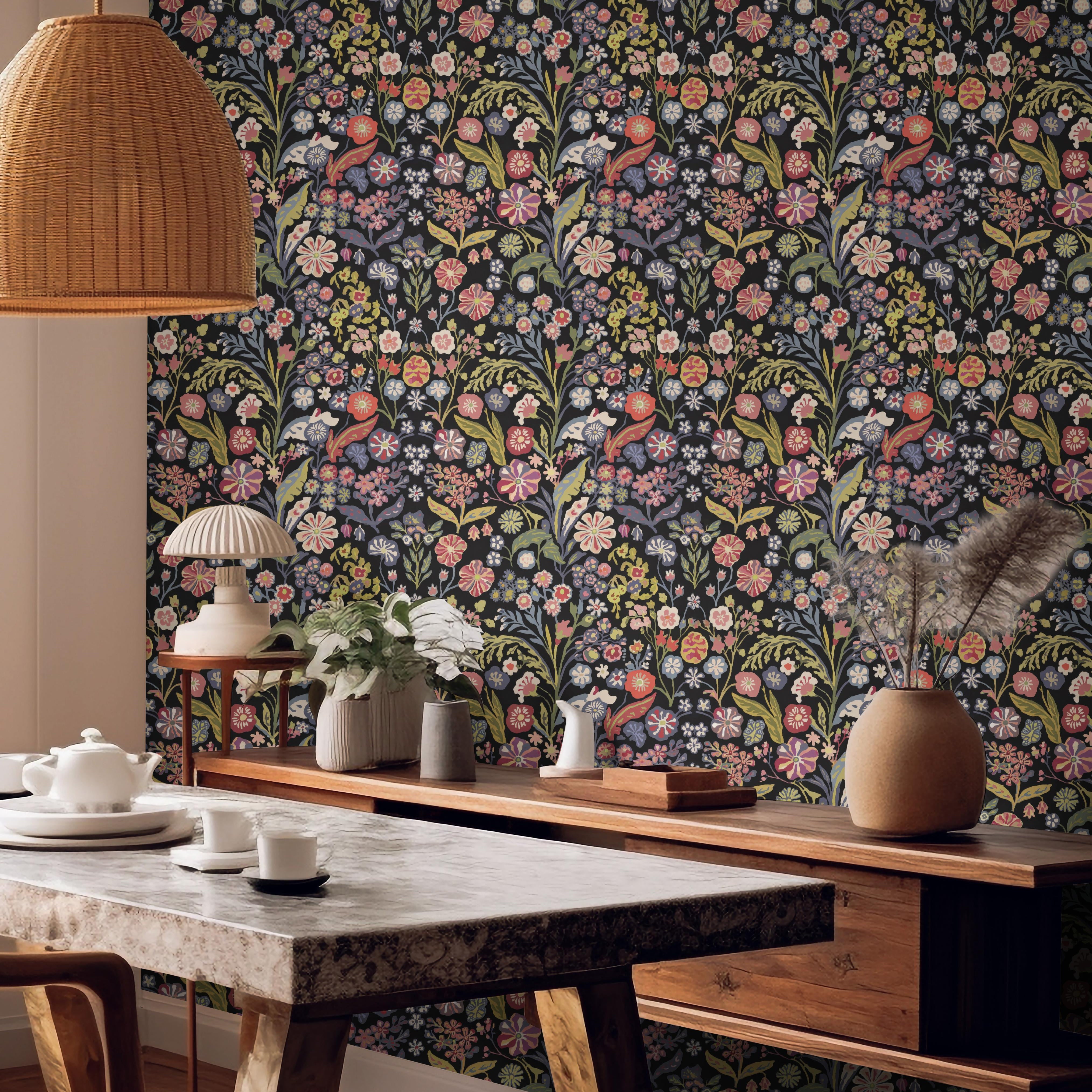 Expressive Painted Wildflowers Peel and Stick Removable Wallpaper Wall Decor Home Decor Wall Art Printable Wall Art Room Decor 1561 - James And Colors