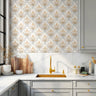Removable Gold and White Deco Modern Wallpaper | Peel And Stick Wallpaper | Adhesive Wallpaper | Wallpaper Peel Stick Wall Mural 1562 - James And Colors