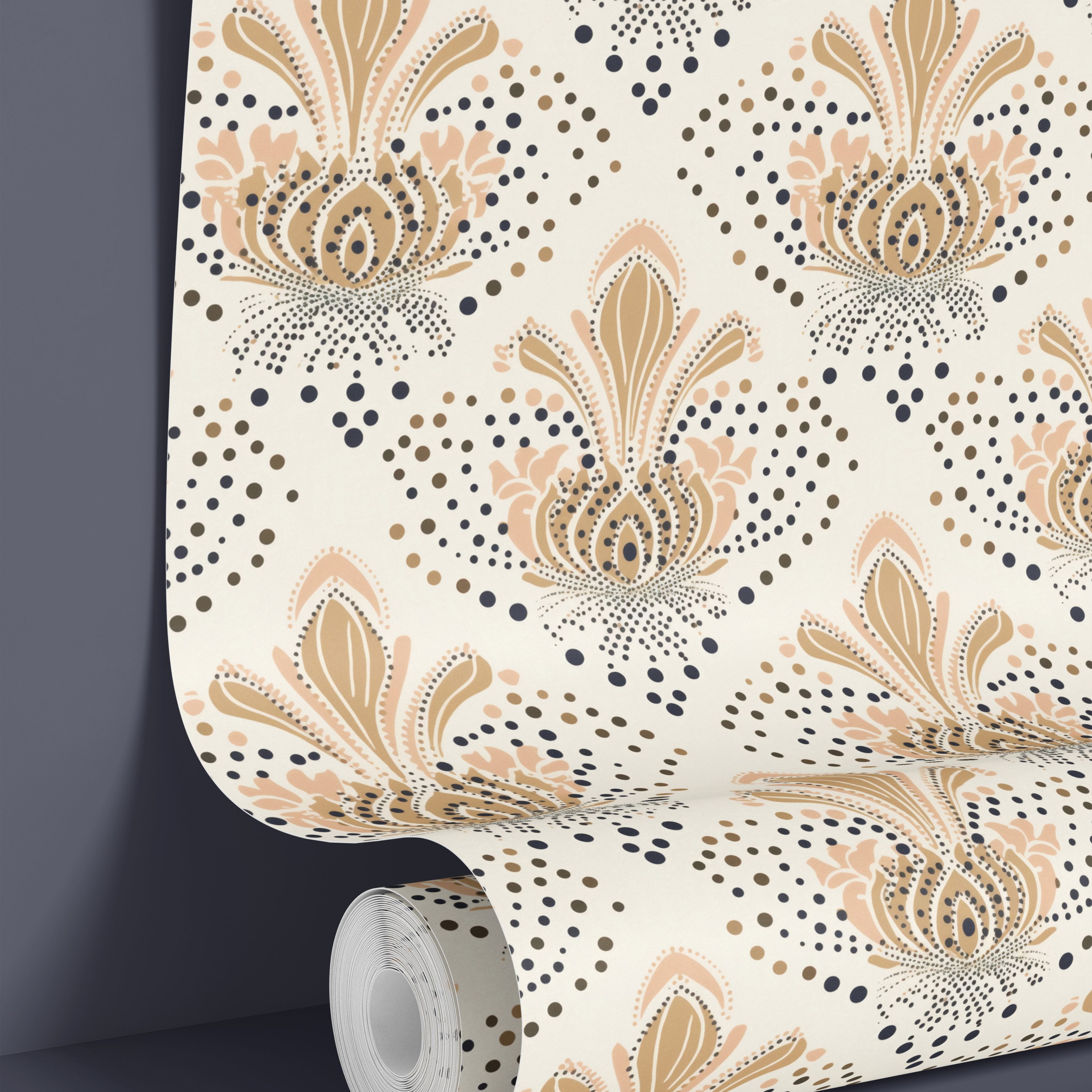 Removable Gold and White Deco Modern Wallpaper | Peel And Stick Wallpaper | Adhesive Wallpaper | Wallpaper Peel Stick Wall Mural 1562 - James And Colors