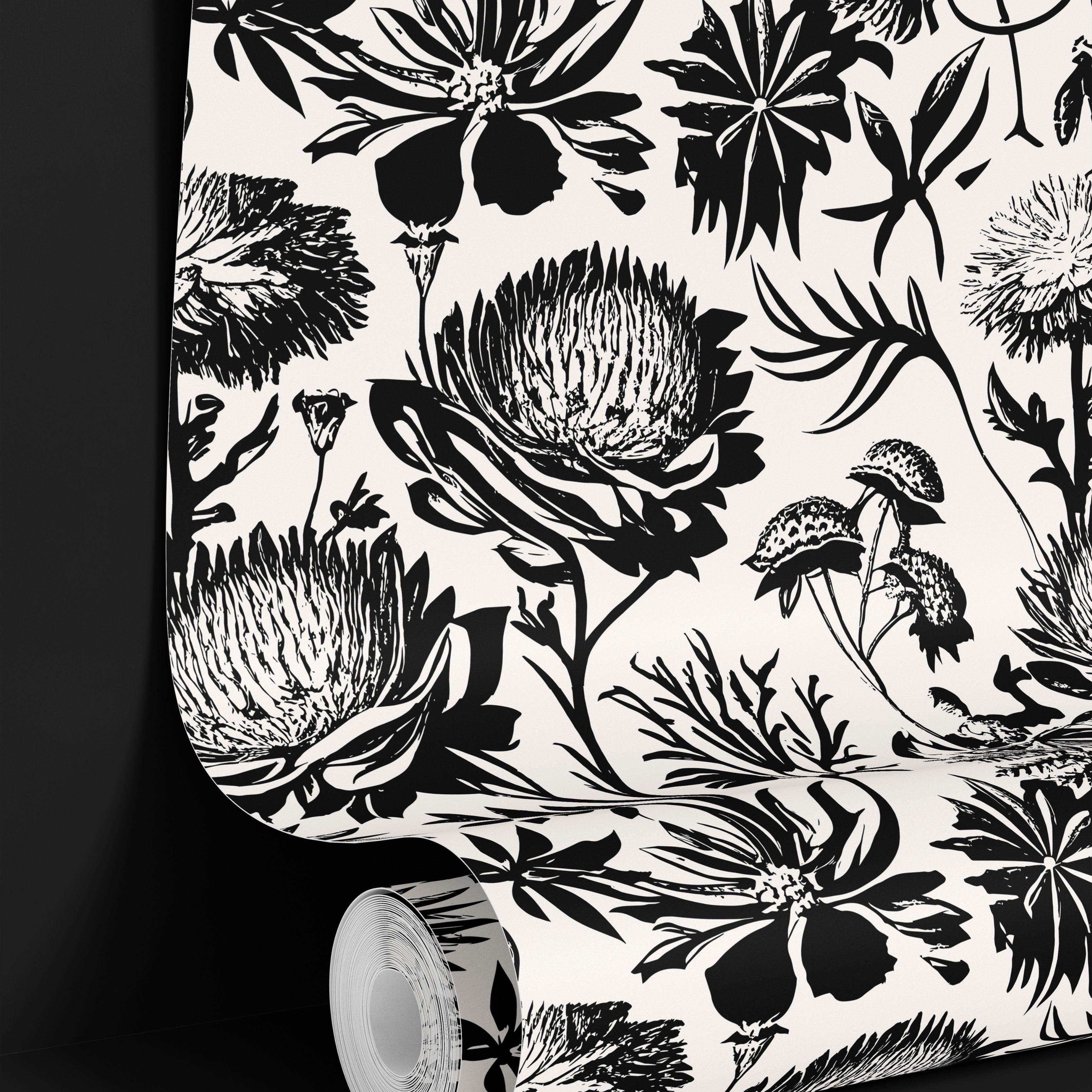 Black Thistles| Wallpaper Peel and Stick | Removable Wallpaper | Peel and Stick Wallpaper | Wall Paper Peel And Stick | 1574 - James And Colors