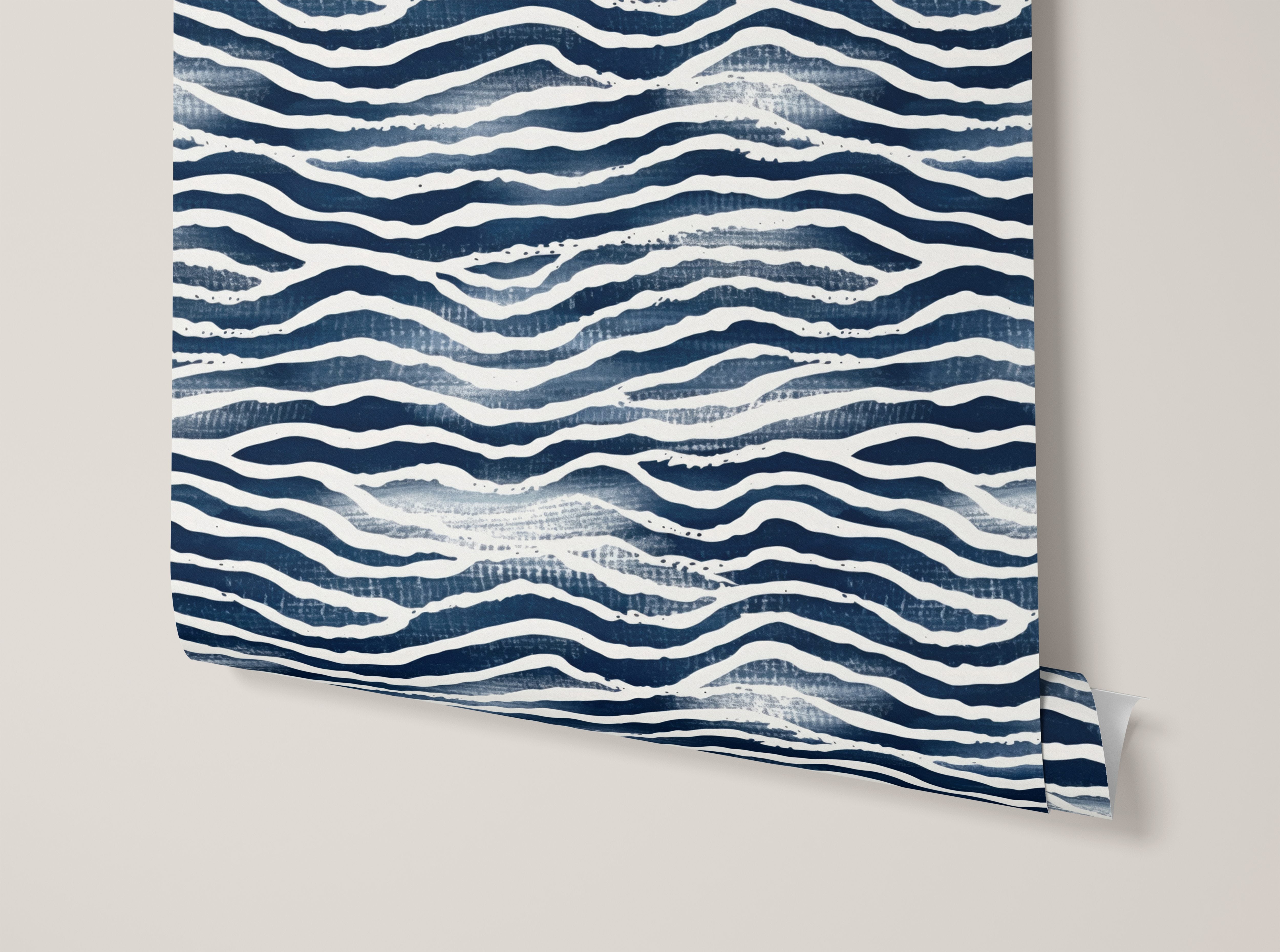 Navy and White Wavy Waves | Wallpaper Peel and Stick | Removable Wallpaper | Peel and Stick Wallpaper | Wall Paper Peel And Stick | 1575 - James And Colors