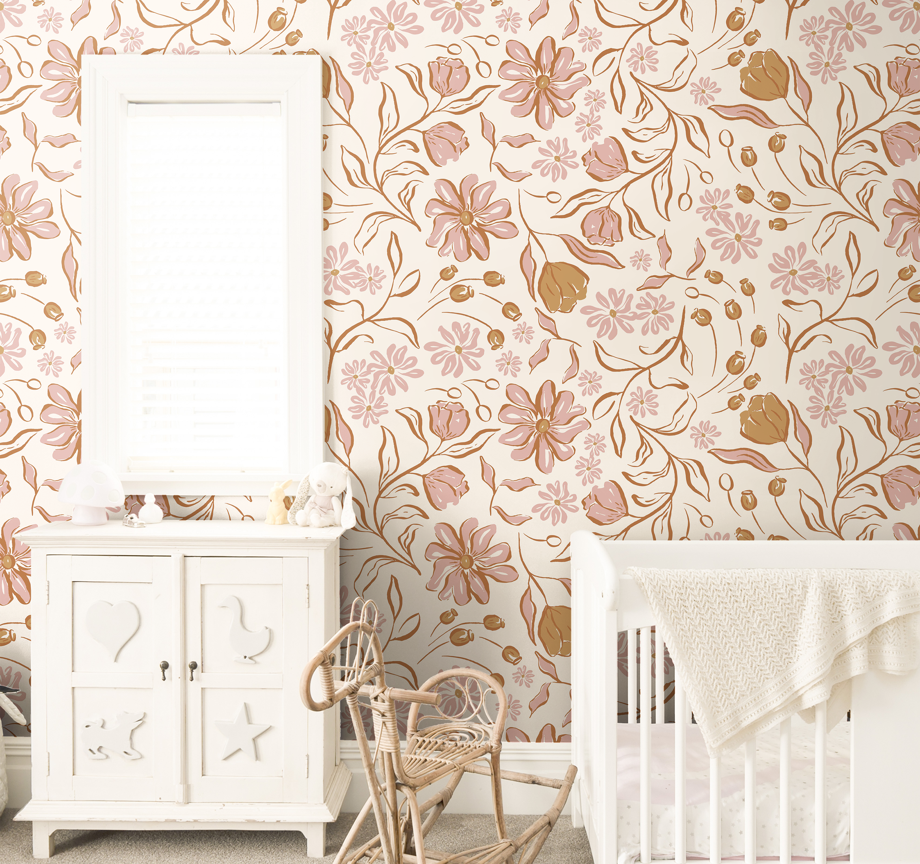 Petal Pathway | Pastel Floral Removable Wallpaper for Nursery, Bedroom, Walls, DIY Home Decor 1654 - James And Colors