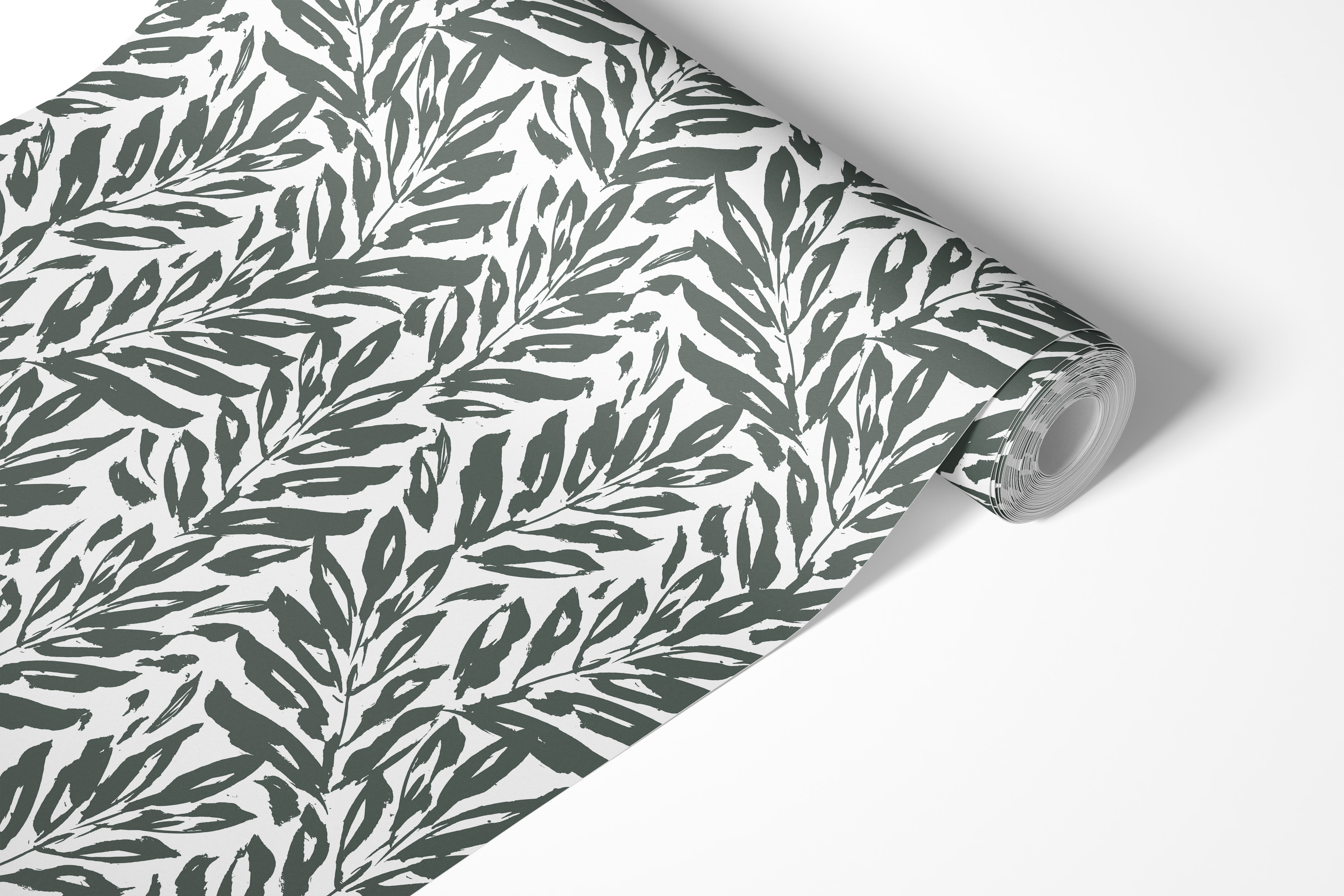 Botanical Leaves Dark Green and White Modern Contact Paper | Shelf Liner | Drawer Liner | Peel Stick Paper 1811 - James And Colors