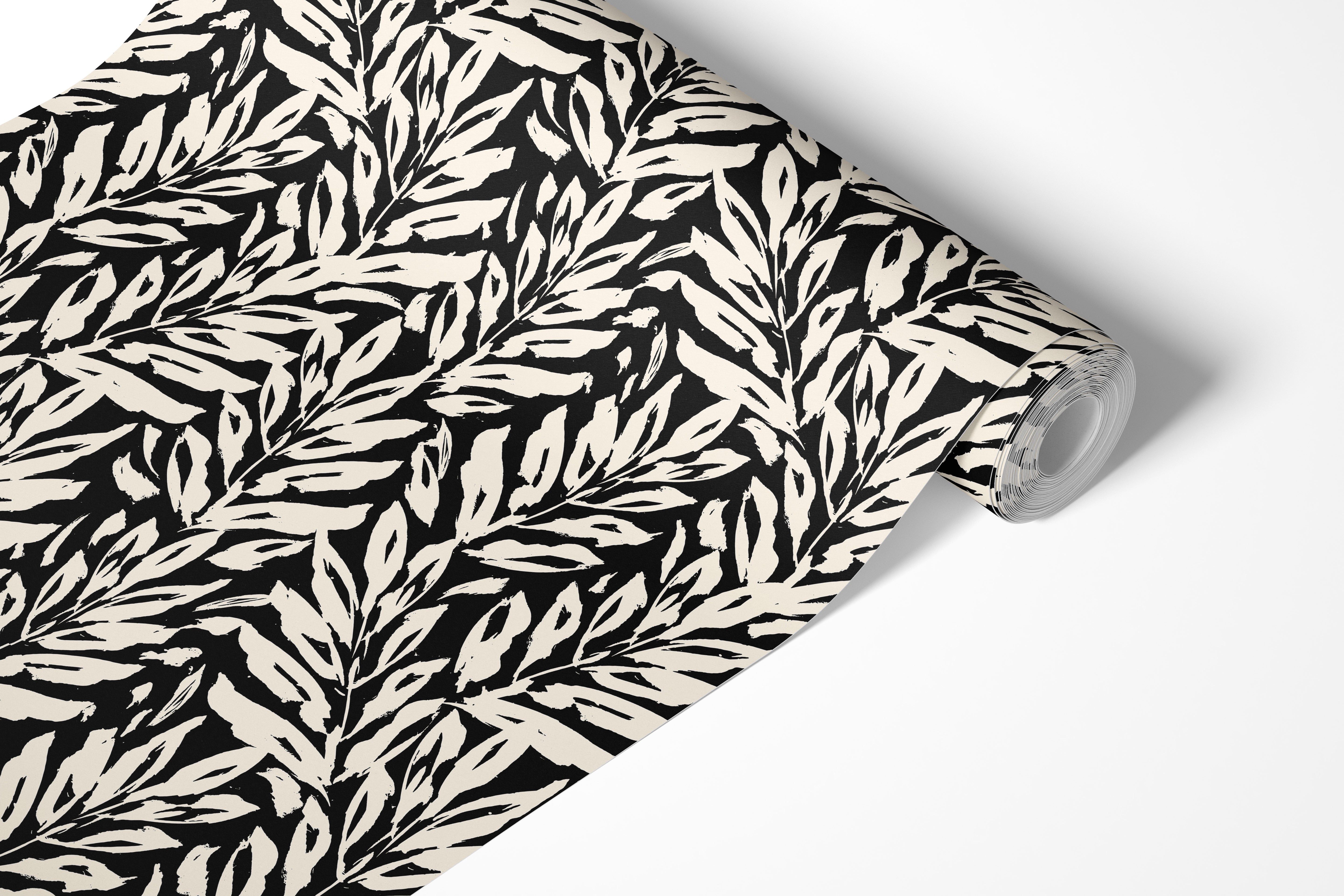 Botanical Modern Leaves Black and Cream Contact Paper | Shelf Liner | Drawer Liner | Peel Stick Paper 1813 - James And Colors