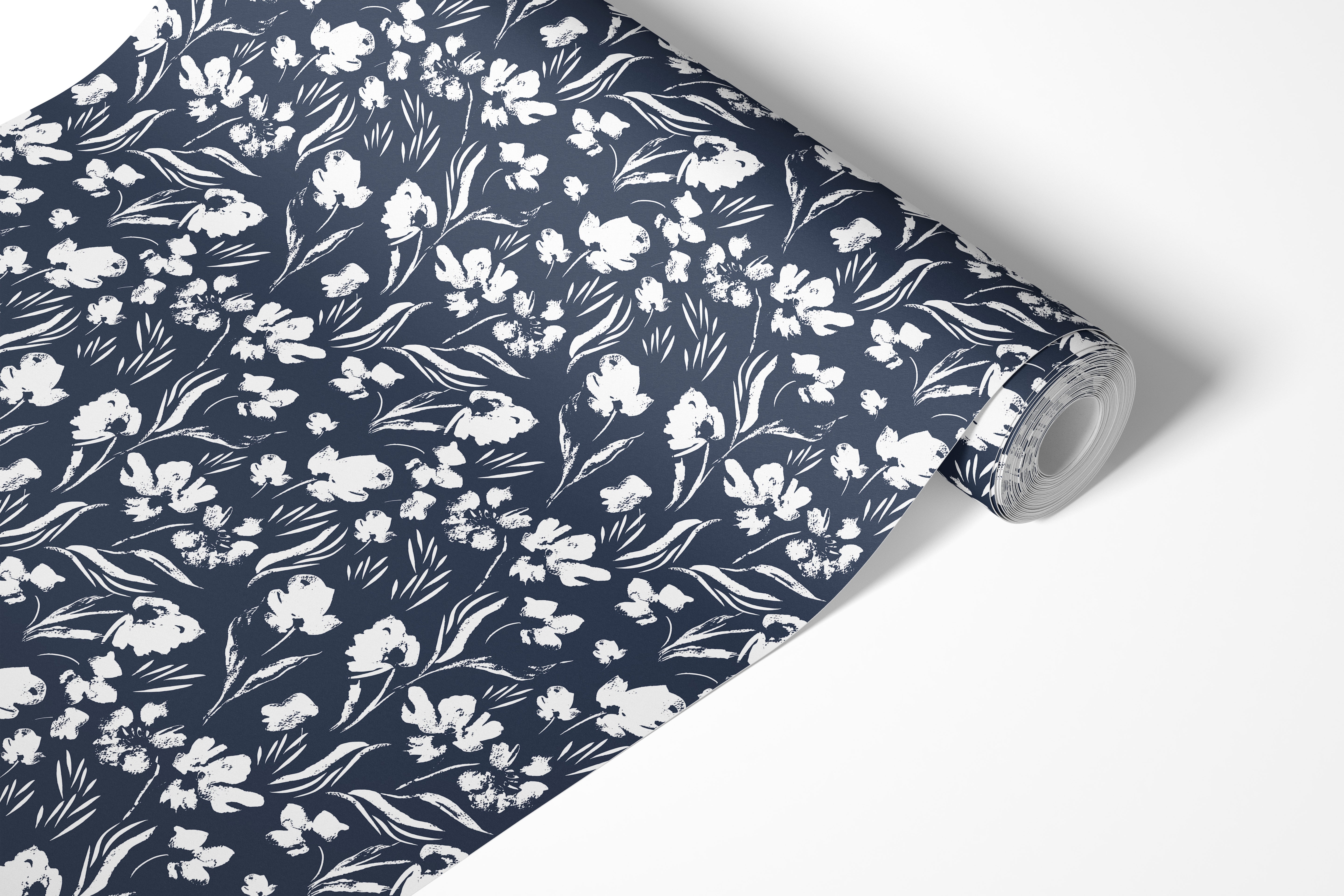 Wildflowers White and Navy Contact Paper | Shelf Liner | Drawer Liner | Peel Stick Paper 1815 - James And Colors