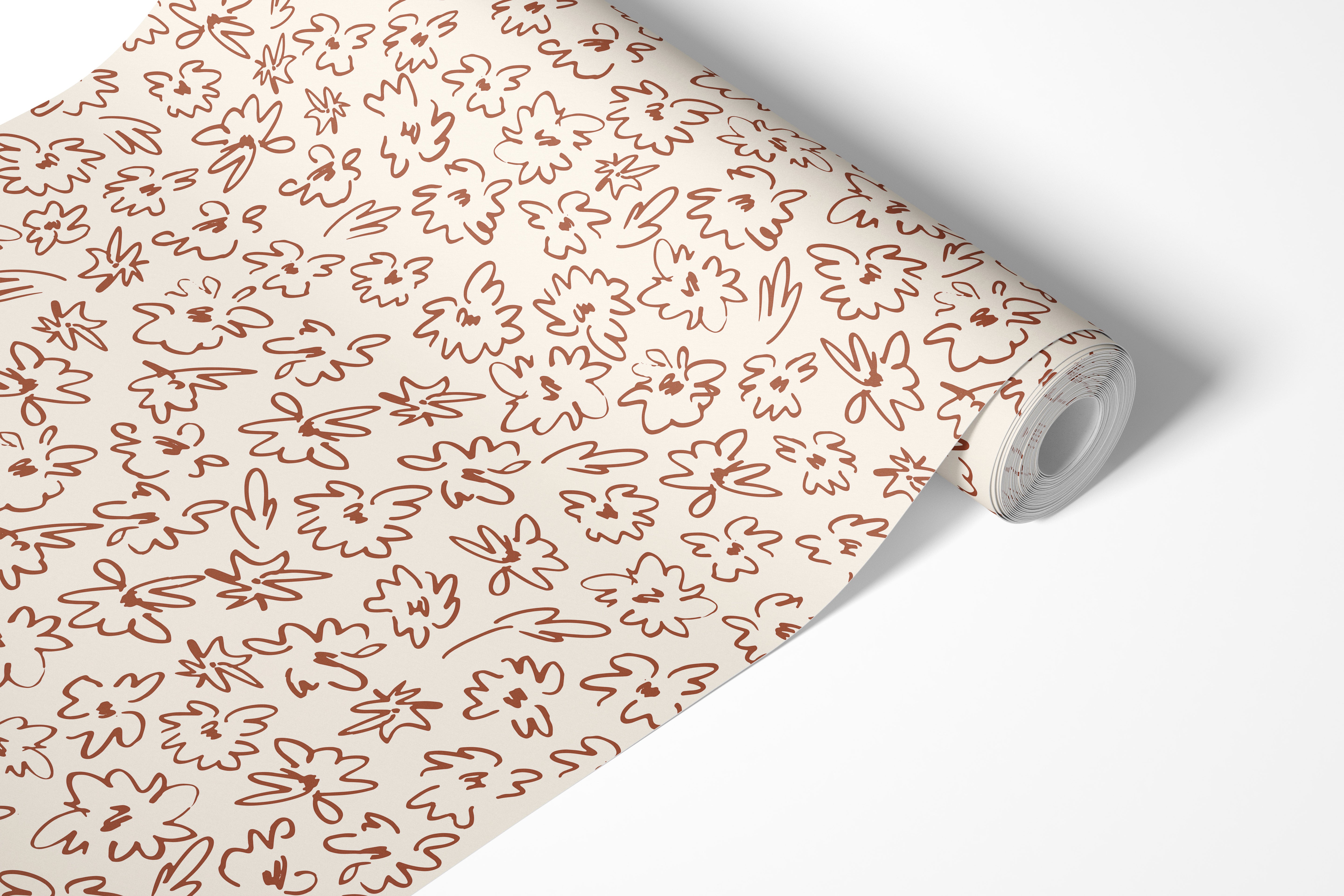 Doodle Flowers Brown and Cream Contact Paper | Shelf Liner | Drawer Liner | Peel Stick Paper 1817 - James And Colors