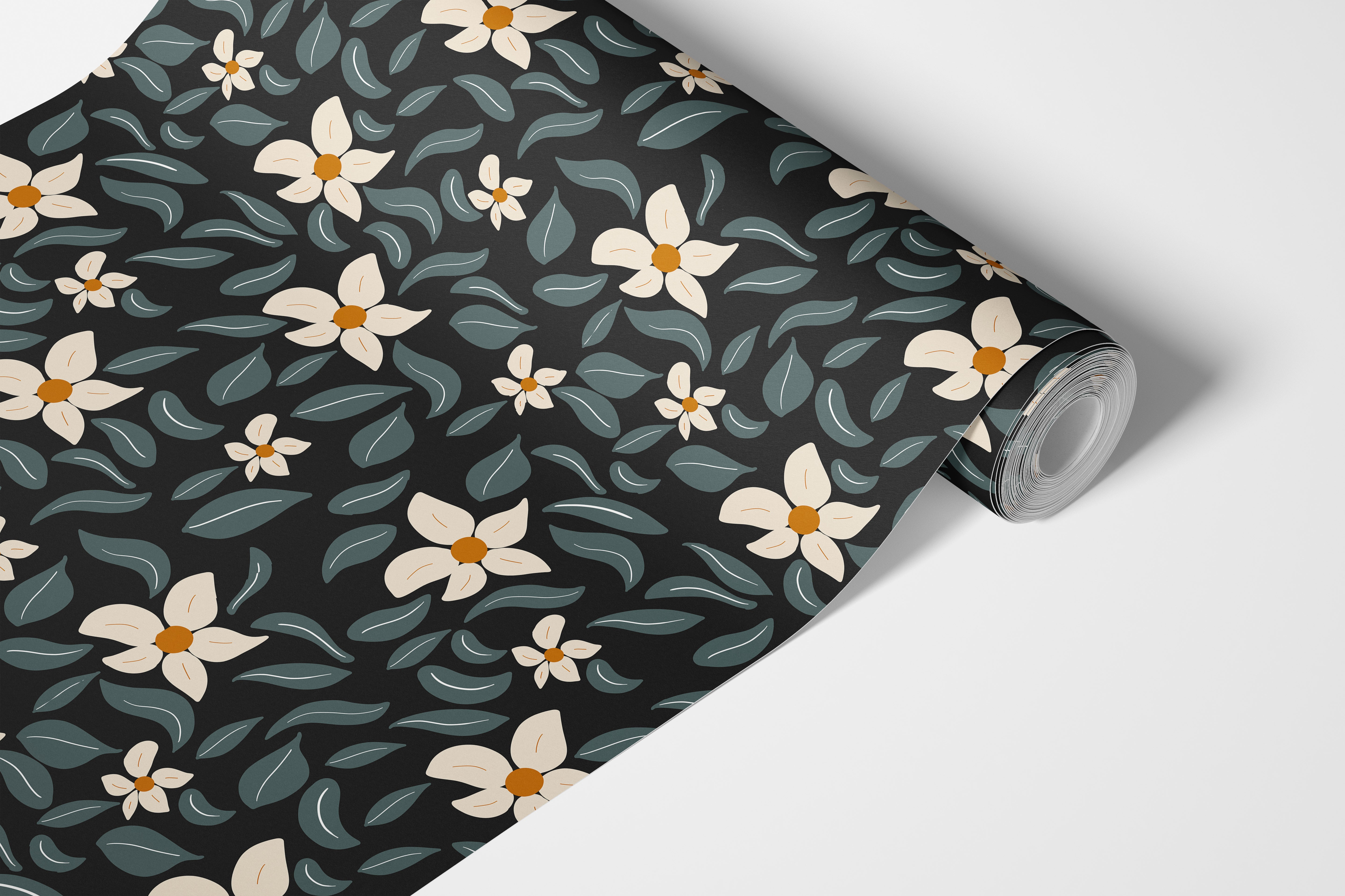 Abstract Lilies Black Contact Paper | Shelf Liner | Drawer Liner | Peel Stick Paper 1827 - James And Colors