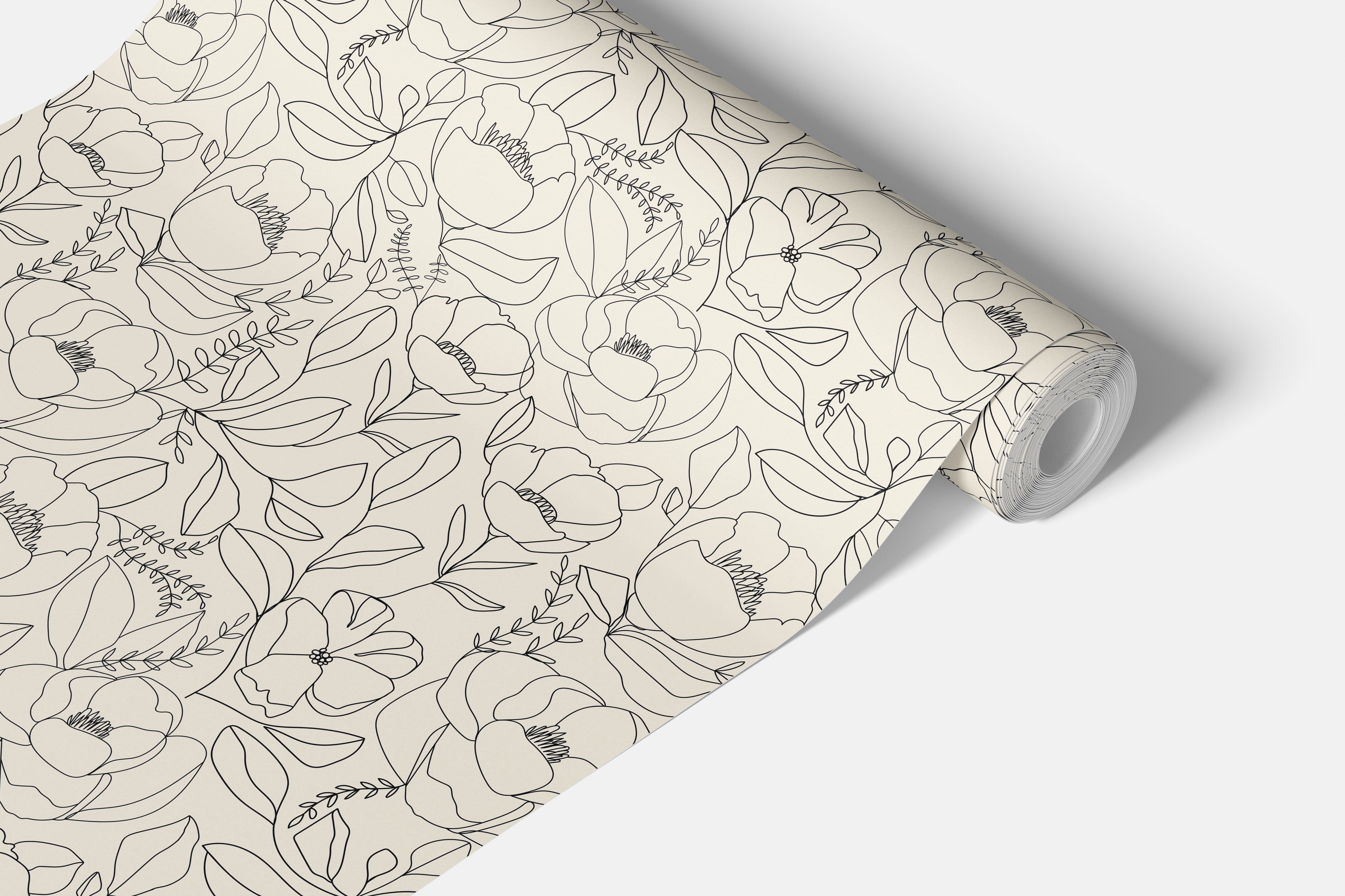 Peonies Line Contact Paper | Shelf Liner | Drawer Liner | Peel Stick Paper 1838 - James And Colors