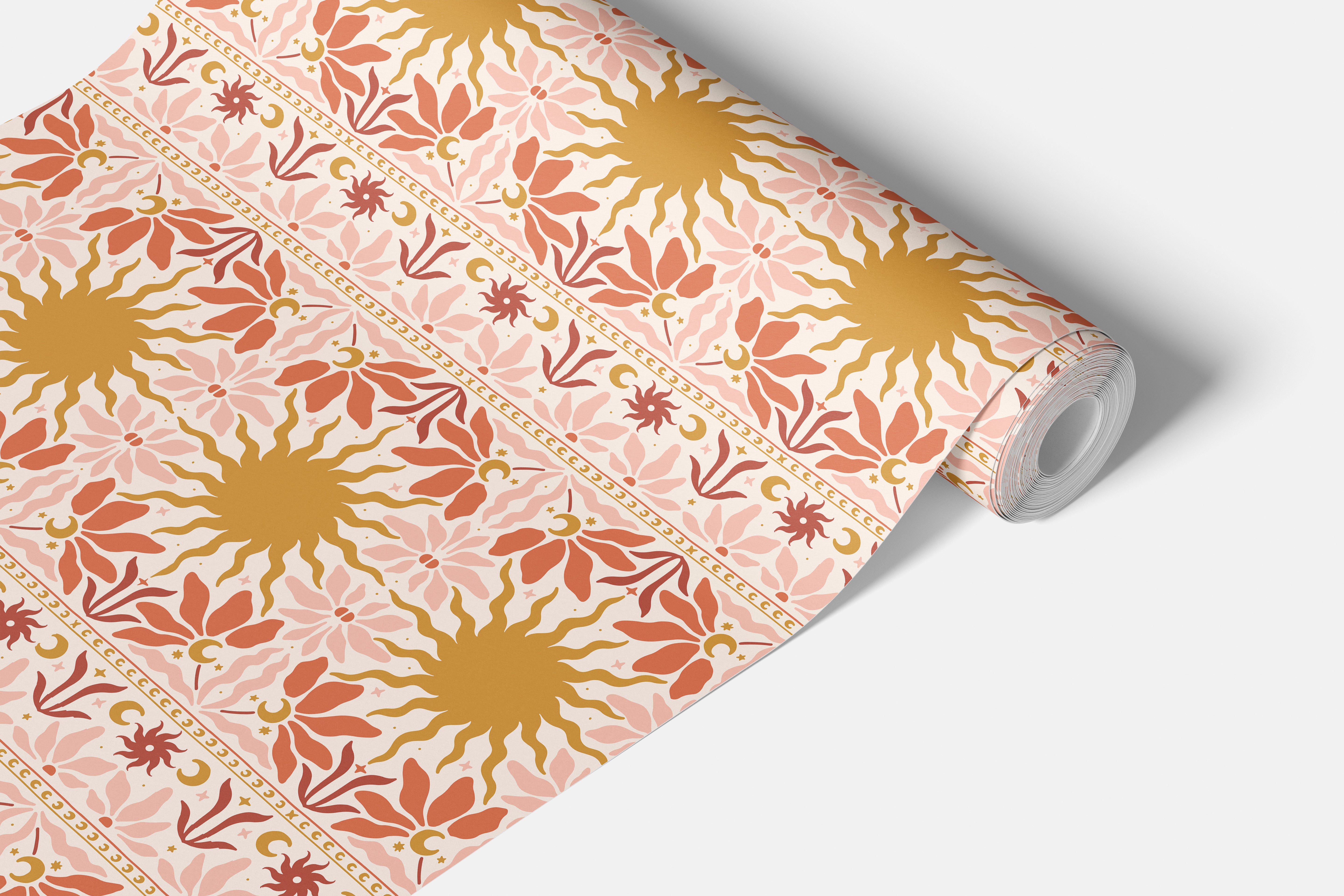 Abstract Sunburst Pink and Orange Contact Paper | Shelf Liner | Drawer Liner | Peel Stick Paper 1842 - James And Colors