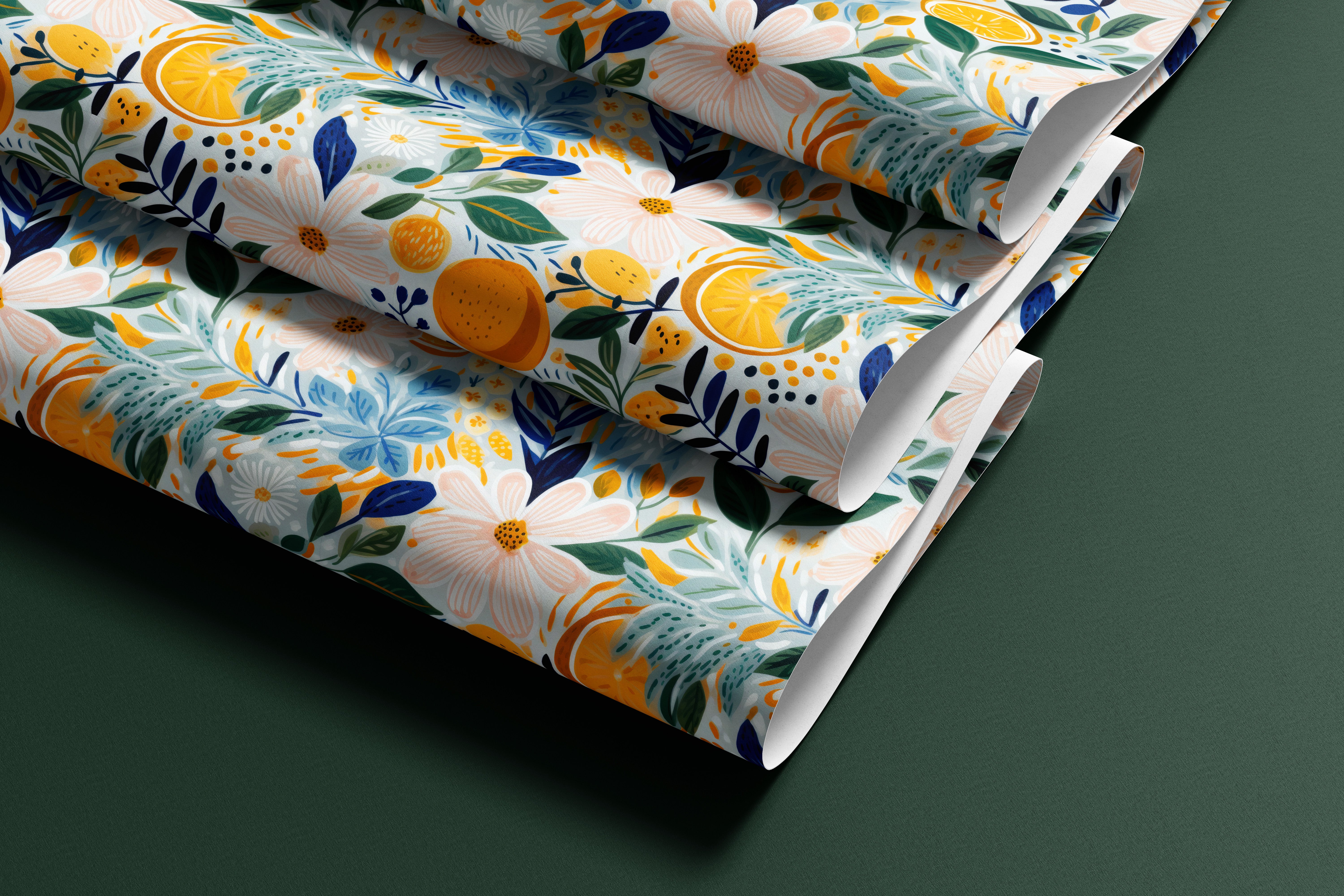 Sunny Citrus | Bright Floral Removable Contact Paper for Shelves, Cabi ...