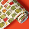 Contact paper 1872: A roll of retro-inspired contact paper featuring hand-drawn pickled jars filled with cucumbers, tomatoes, peppers, and other preserved vegetables, set against a warm cream background for a cozy farmhouse kitchen feel.