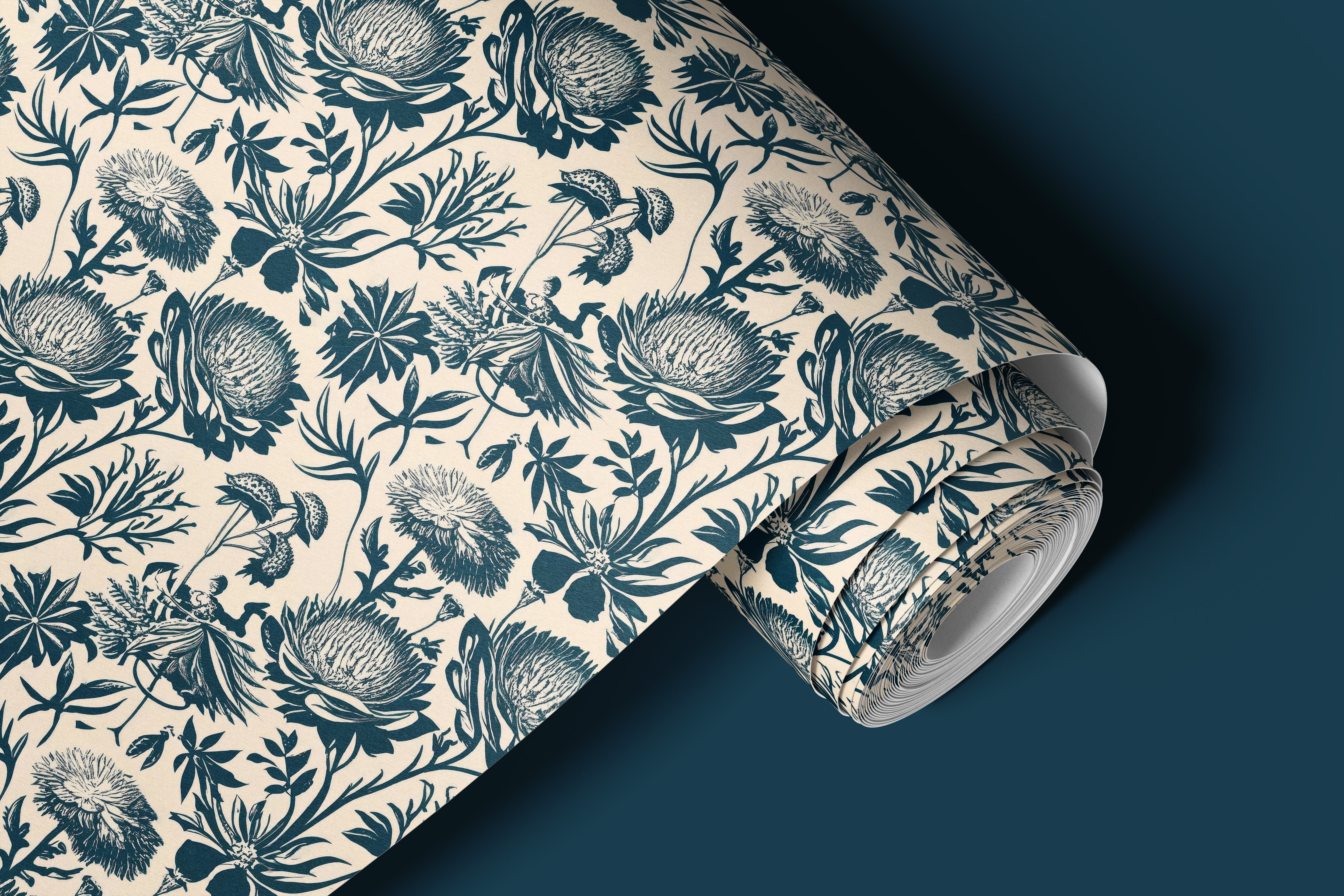 Contact paper 1874: A vintage-inspired botanical contact paper featuring hand-illustrated thistles and wildflowers in an elegant monochrome design on a warm cream background, perfect for classic and cottagecore decor.