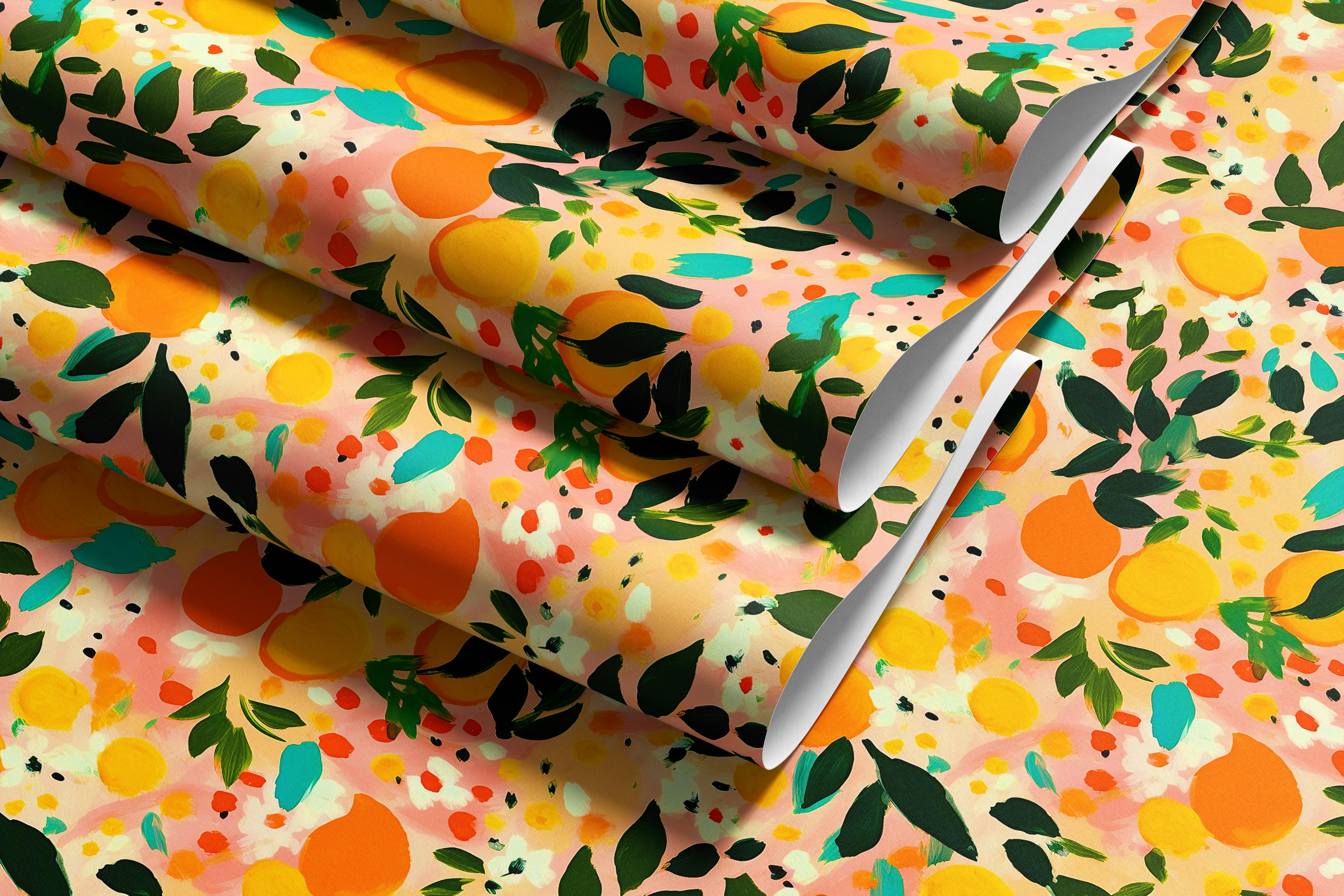 Tropical Tangerine Twist | Vibrant Tropical Floral Removable Contact Paper for Shelves, Cabinets, Walls, DIY Home Decor 1893