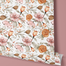 Contact Paper 1905 : A roll of blush, rust, and terracotta floral contact paper with a vintage-inspired botanical pattern, perfect for adding warmth to home decor, furniture makeovers, and DIY projects.