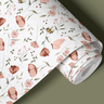 Contact Paper 1912 of pink pressed flowers with bees and butterflies on a white background.