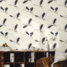 Wallpaper 1913: Minimalist black and white wallpaper featuring elegant storks in flight, creating a timeless and sophisticated wall décor style.