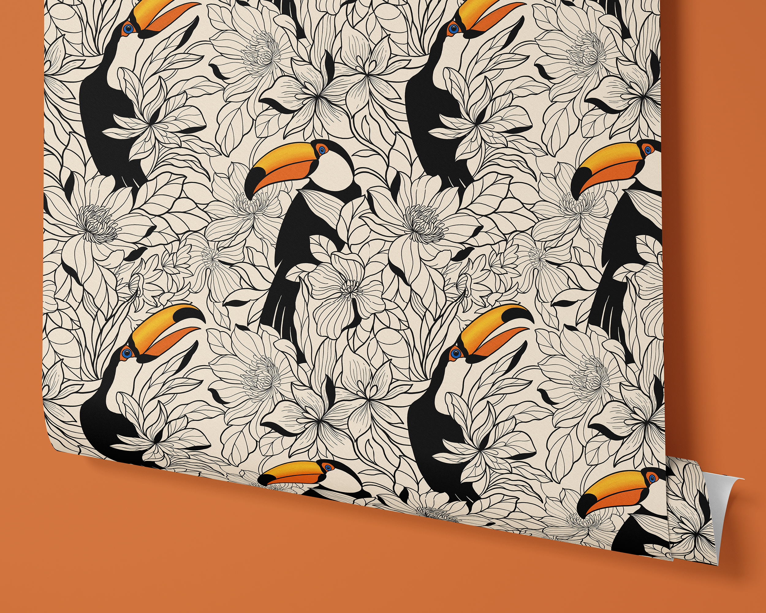 Tropical Toucans | Neutral Botanical Removable Contact Paper for Shelves, Cabinets, Walls, DIY Home Decor 1918 - James And Colors
